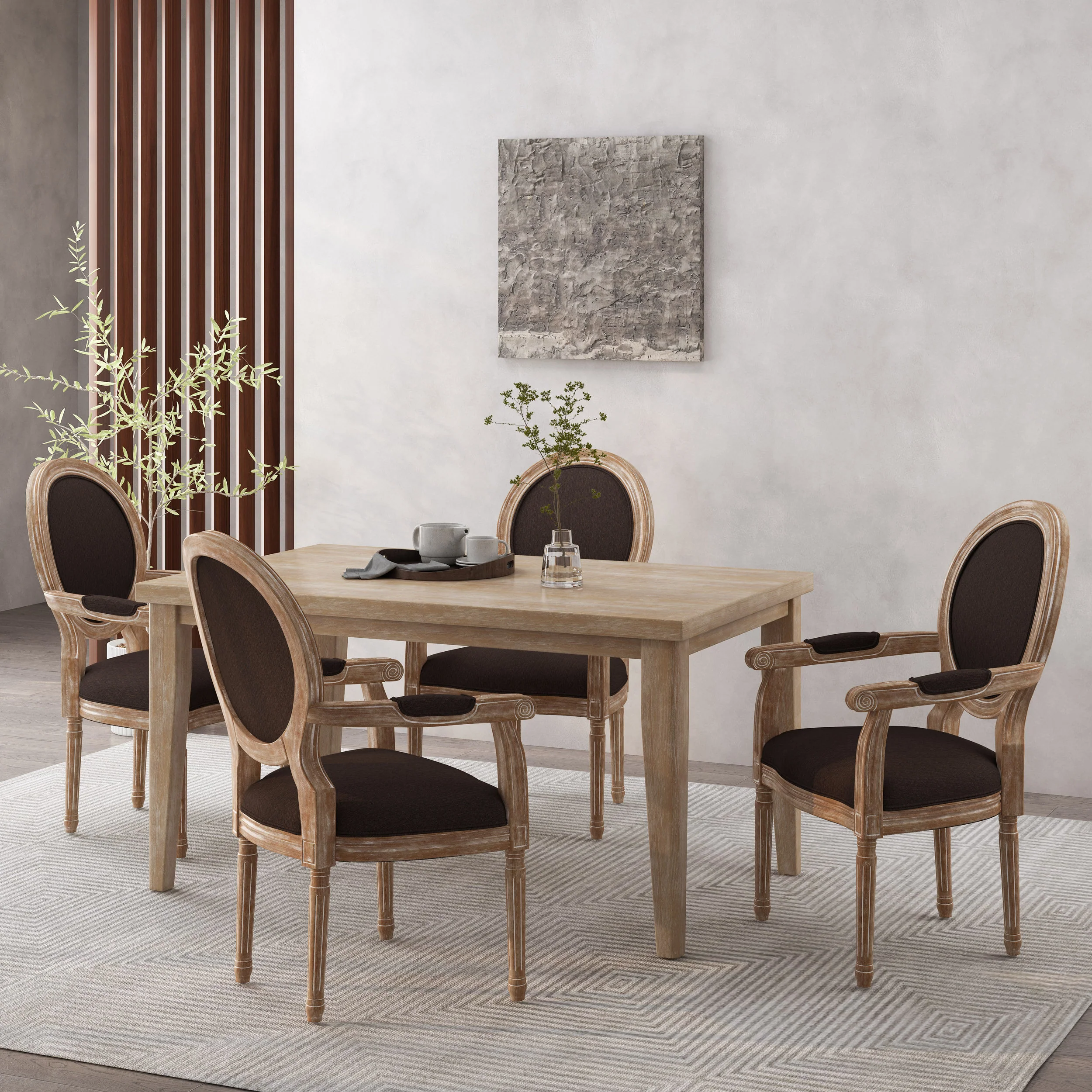 Aisenbrey French Country Wood Upholstered Dining Chair - furnishings