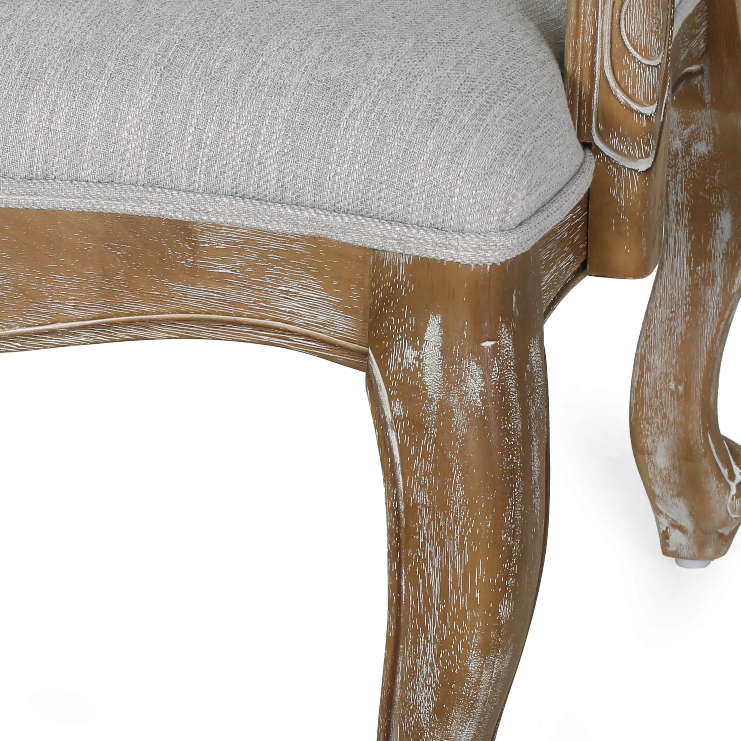 Biorn French Country Wood and Cane Upholstered Dining Armchair - furnishings