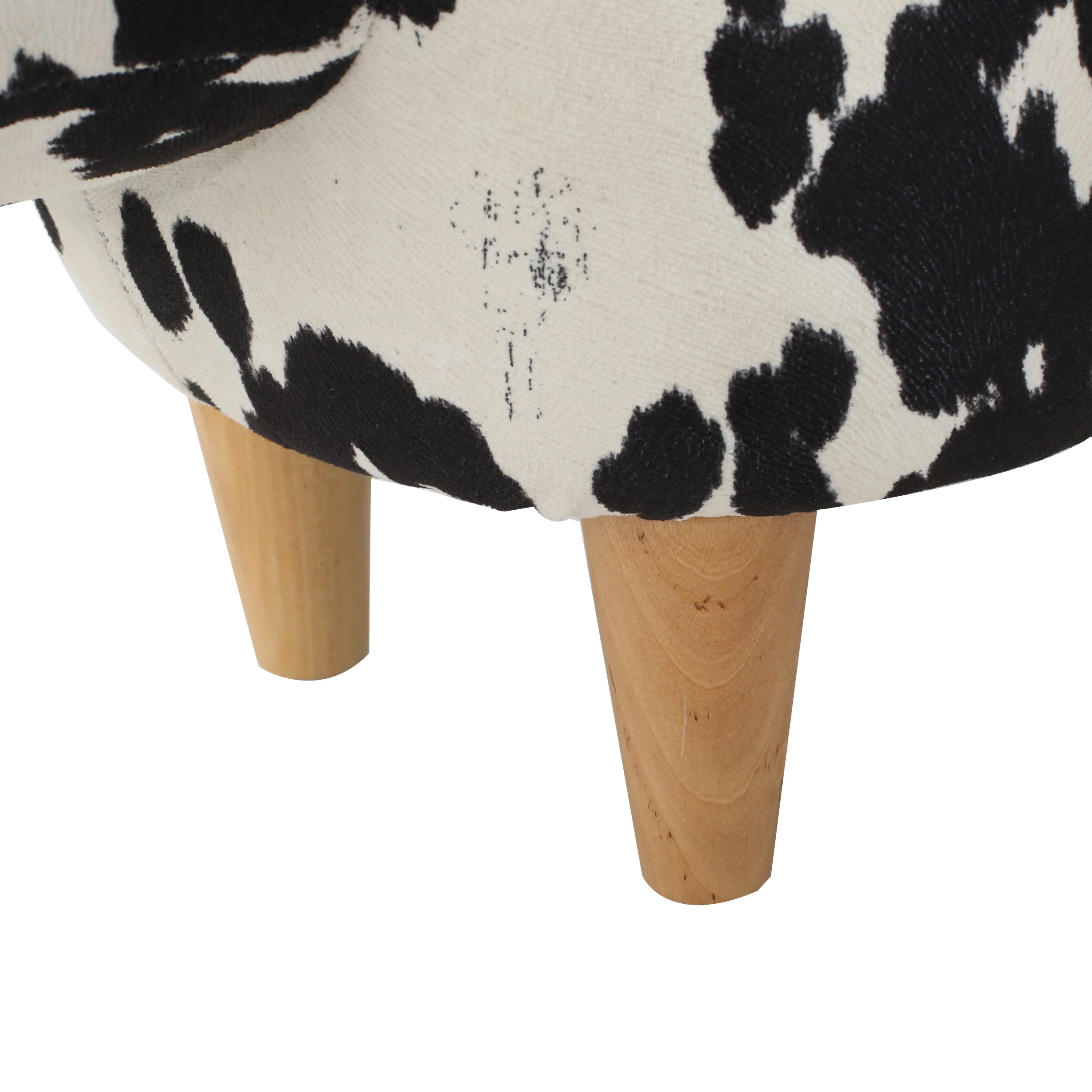 Bertha Milk Cow Patterned Velvet Ottoman - furnishings