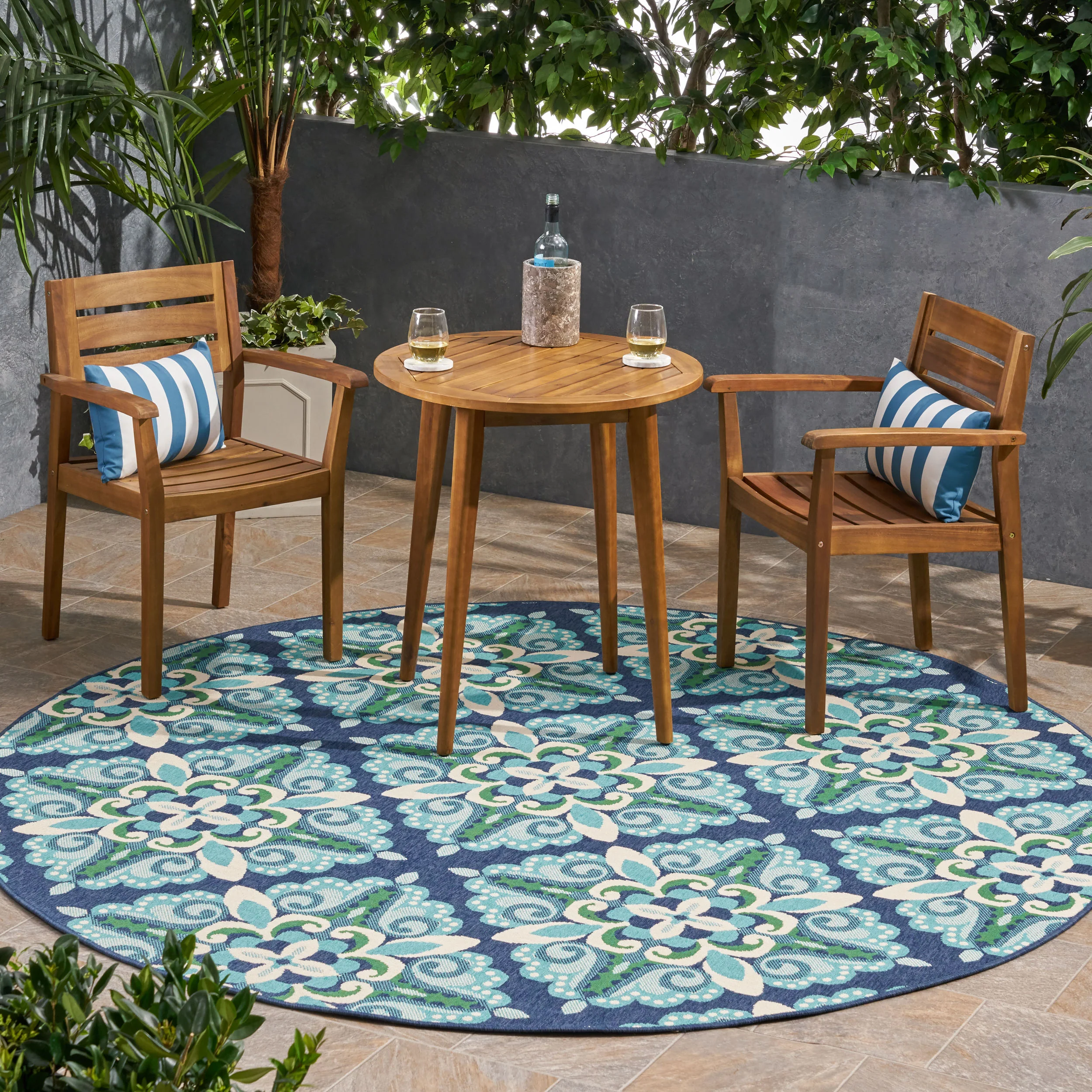Pazel Indoor/Outdoor Floral Area Rug, Blue and Green - furnishings