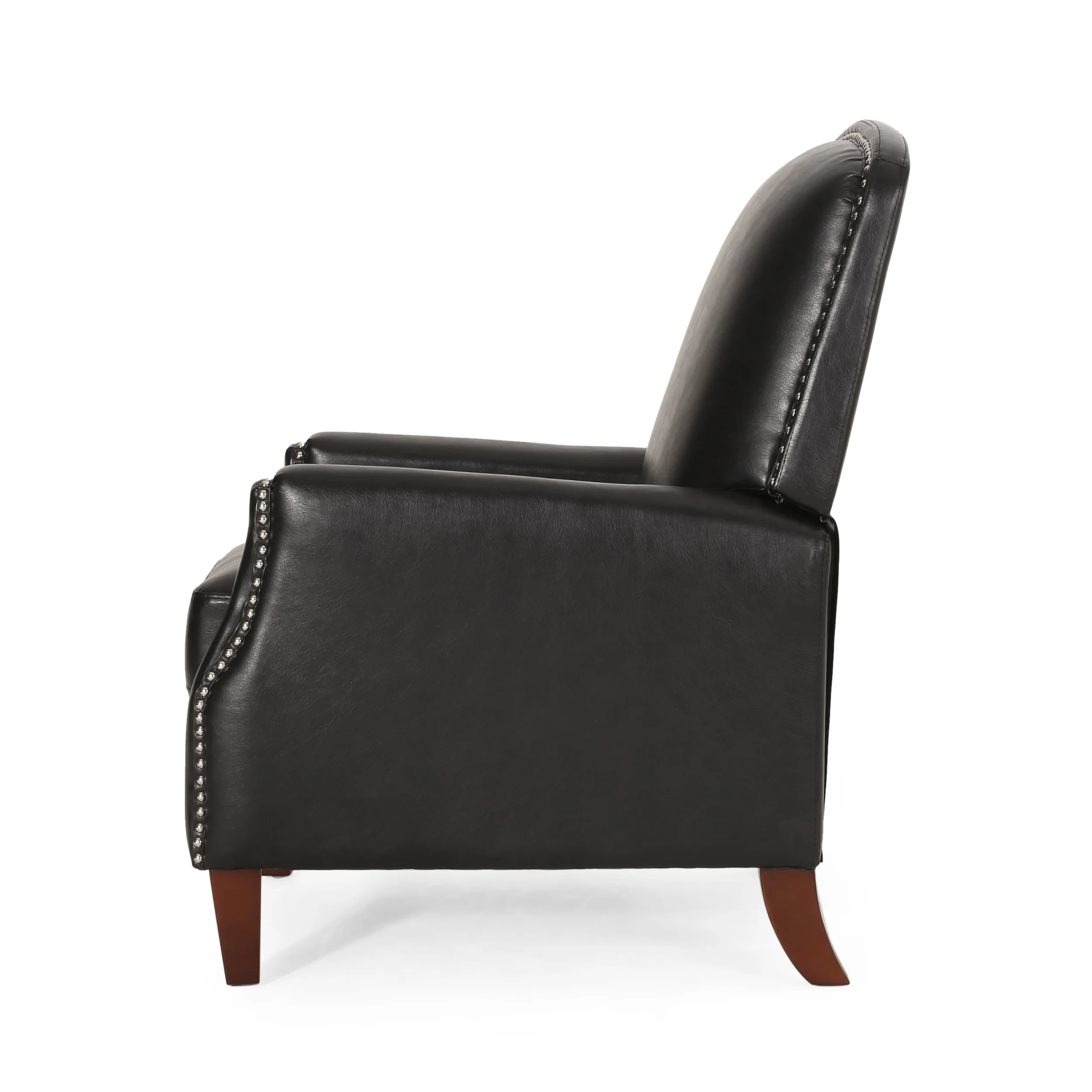 Breu Contemporary Upholstered Pushback Recliner with Nailhead Trim - furnishings