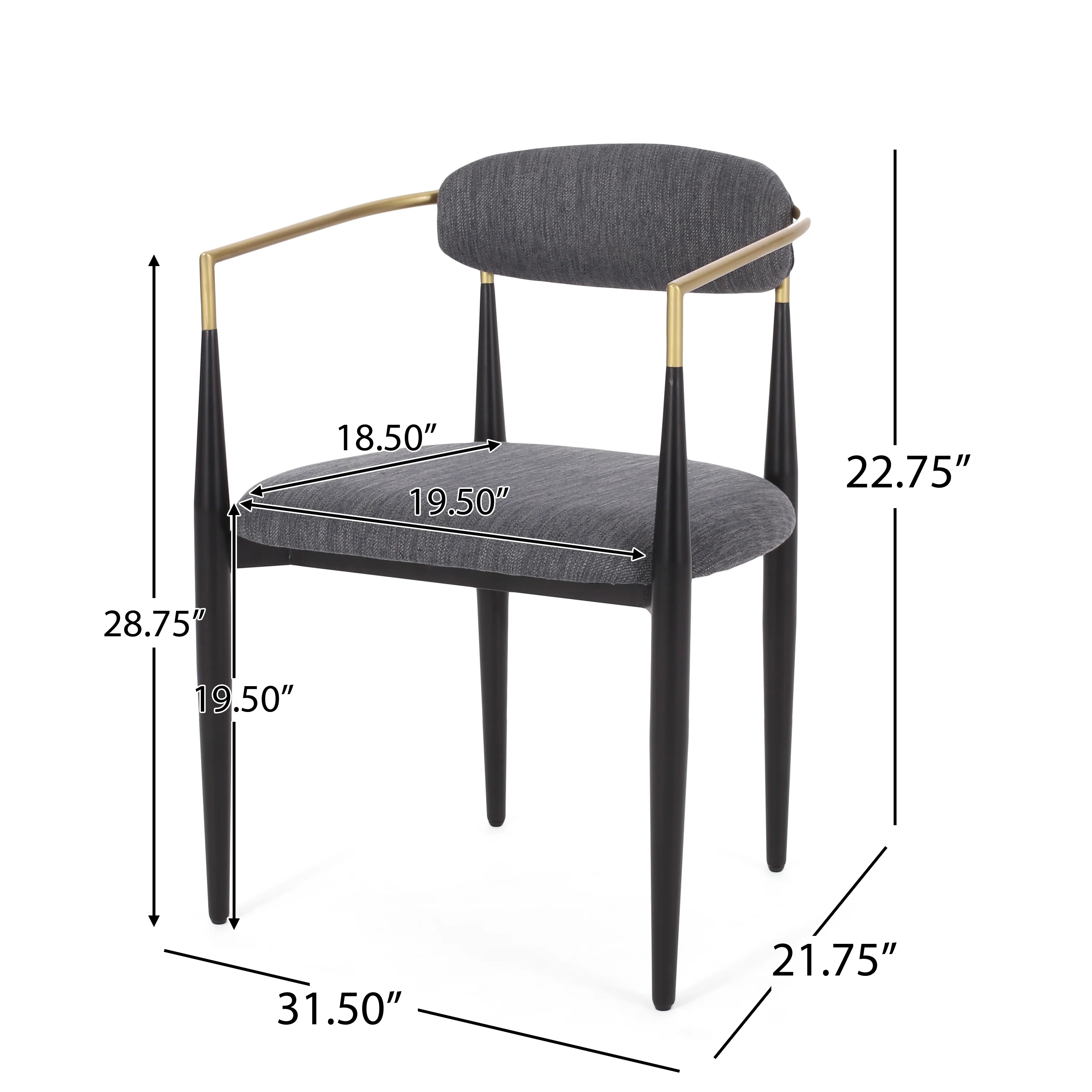 Camas Modern Fabric Upholstered Iron Dining Chairs, Set of 2 - furnishings