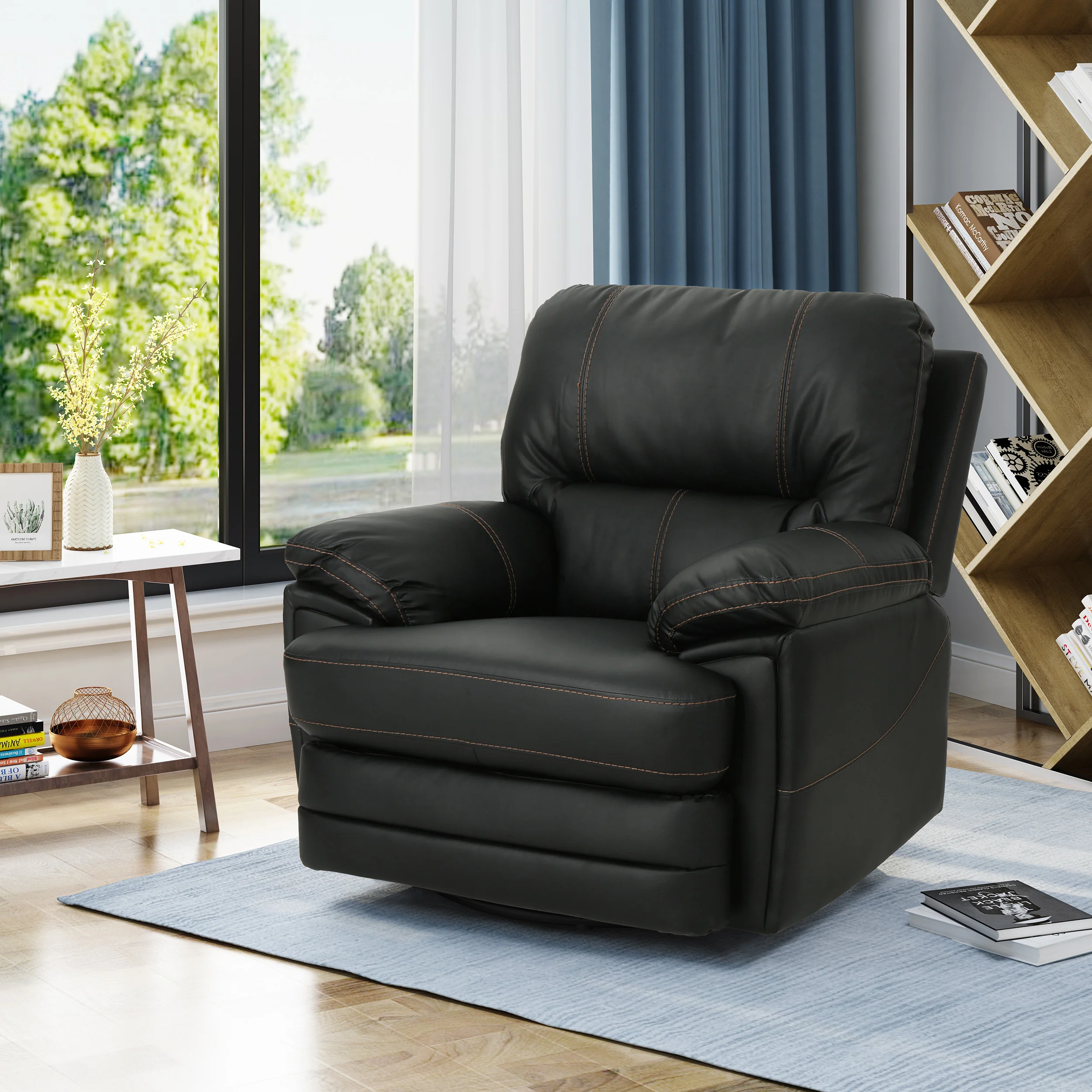 Laurent Bubba Leather Swivel Power Recliner - furnishings