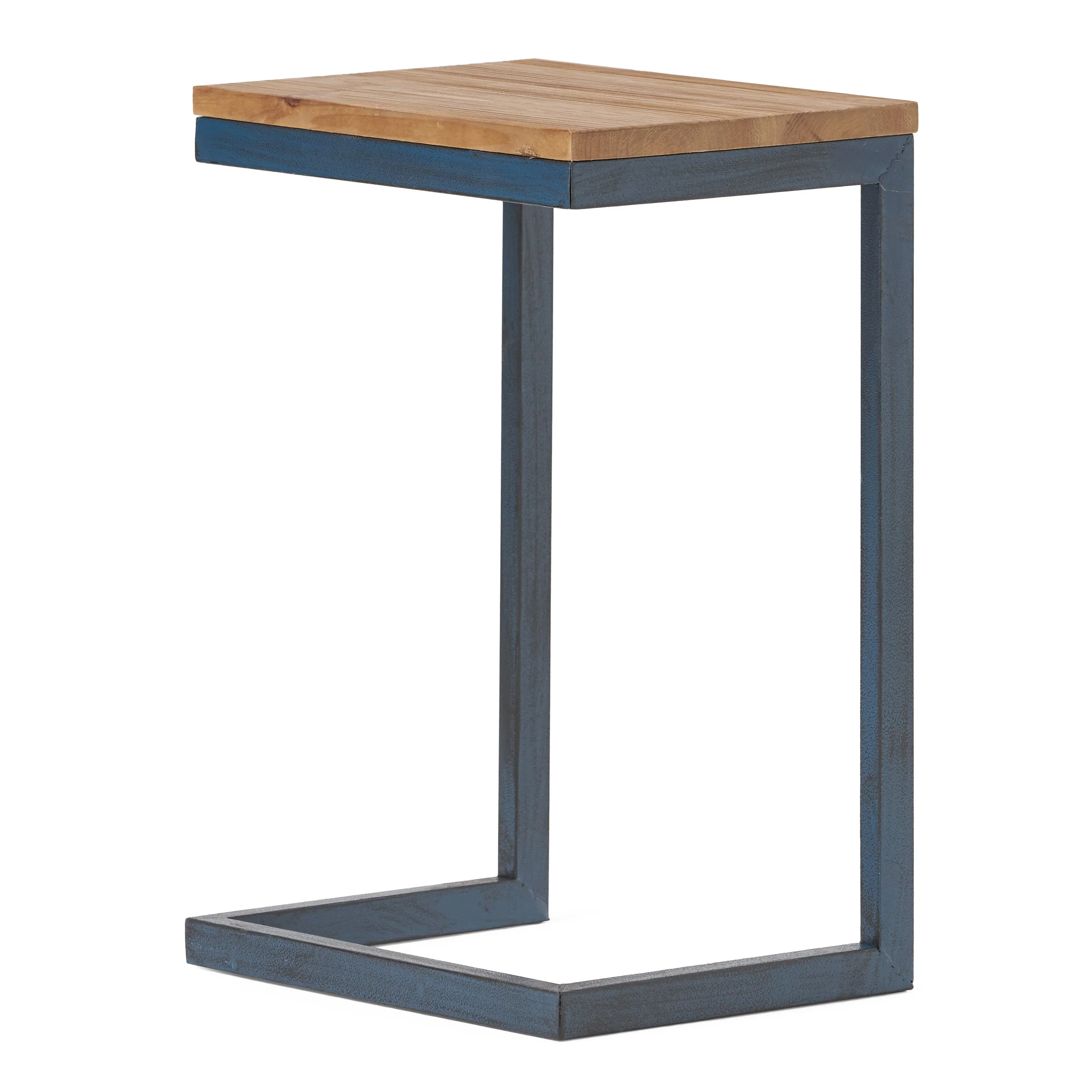 Ramona Modern Industrial Firwood C-Shaped Accent Side Table with Iron Frame - furnishings