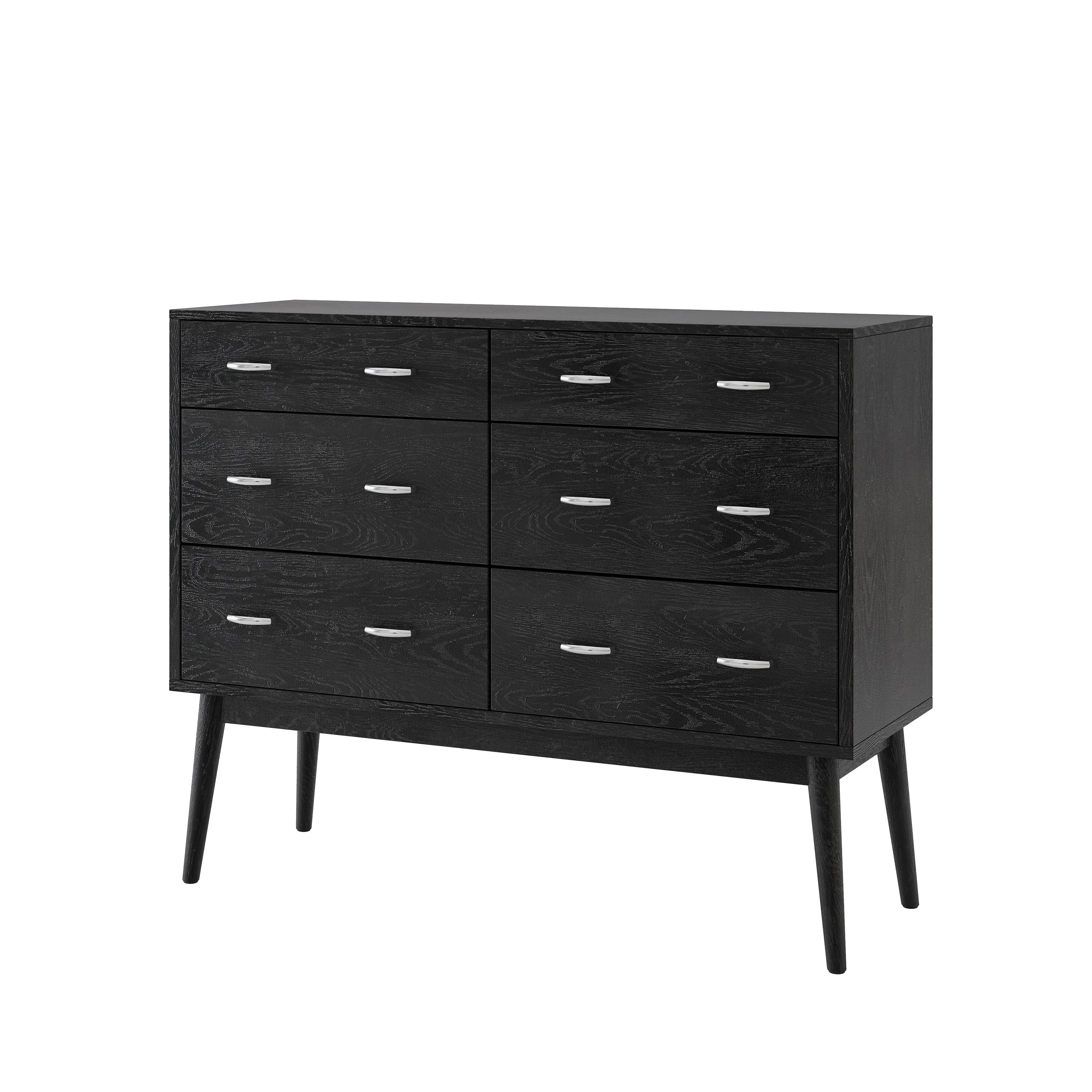 Wilbur Mid Century Modern Wooden 6 Drawer Double Dresser - furnishings