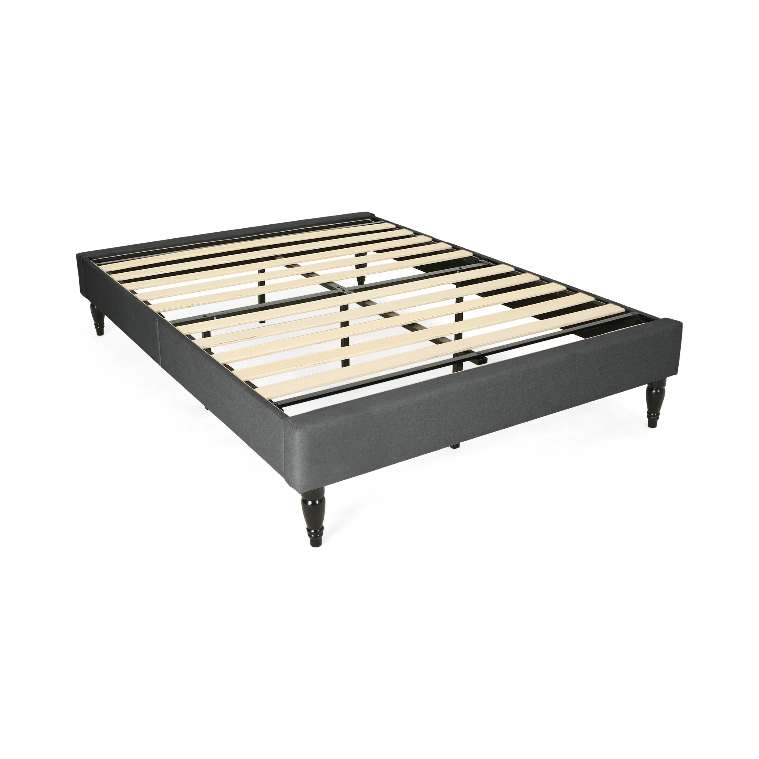 Luca Contemporary Upholstered Queen Bed Frame with Turned Legs - furnishings