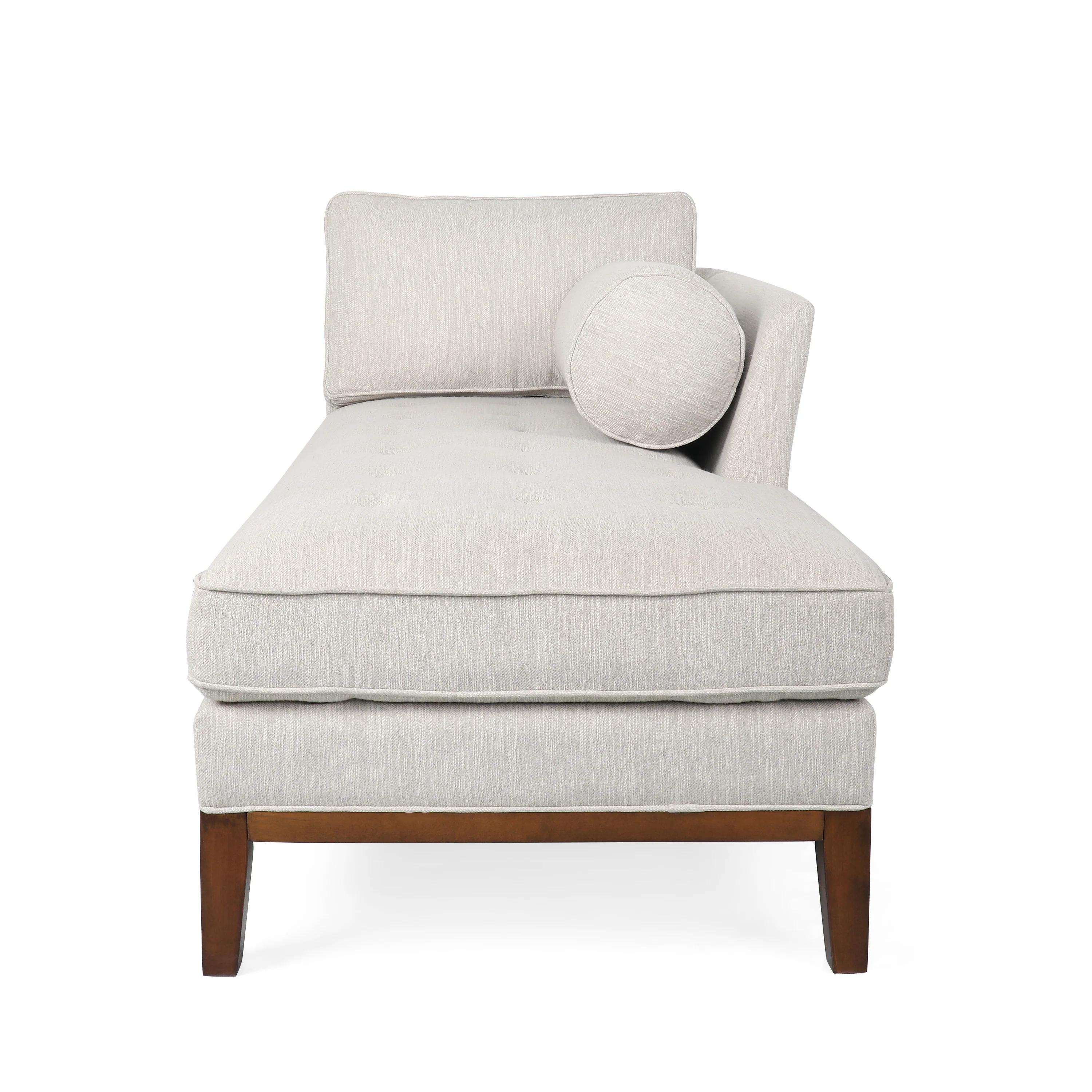 Neel Contemporary Fabric Tufted Chaise Lounge with Bolster Pillow - furnishings