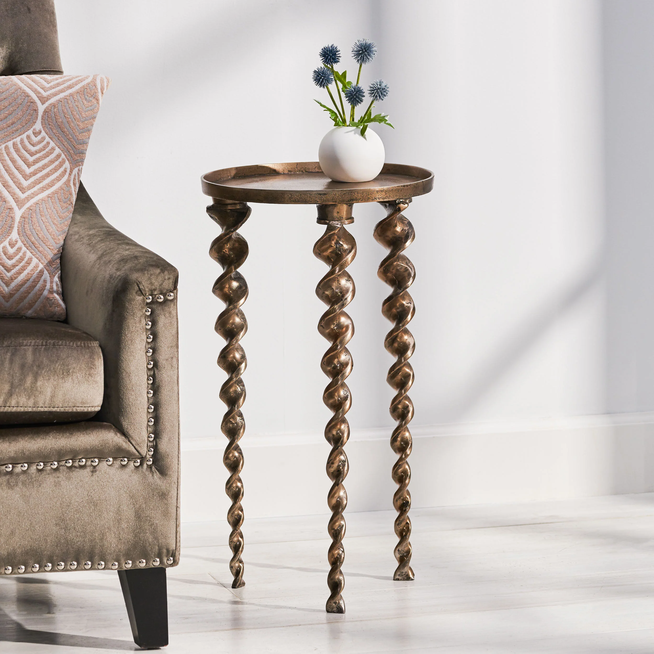 Upatoi Handcrafted Boho Industrial Aluminum Side Table - furnishings