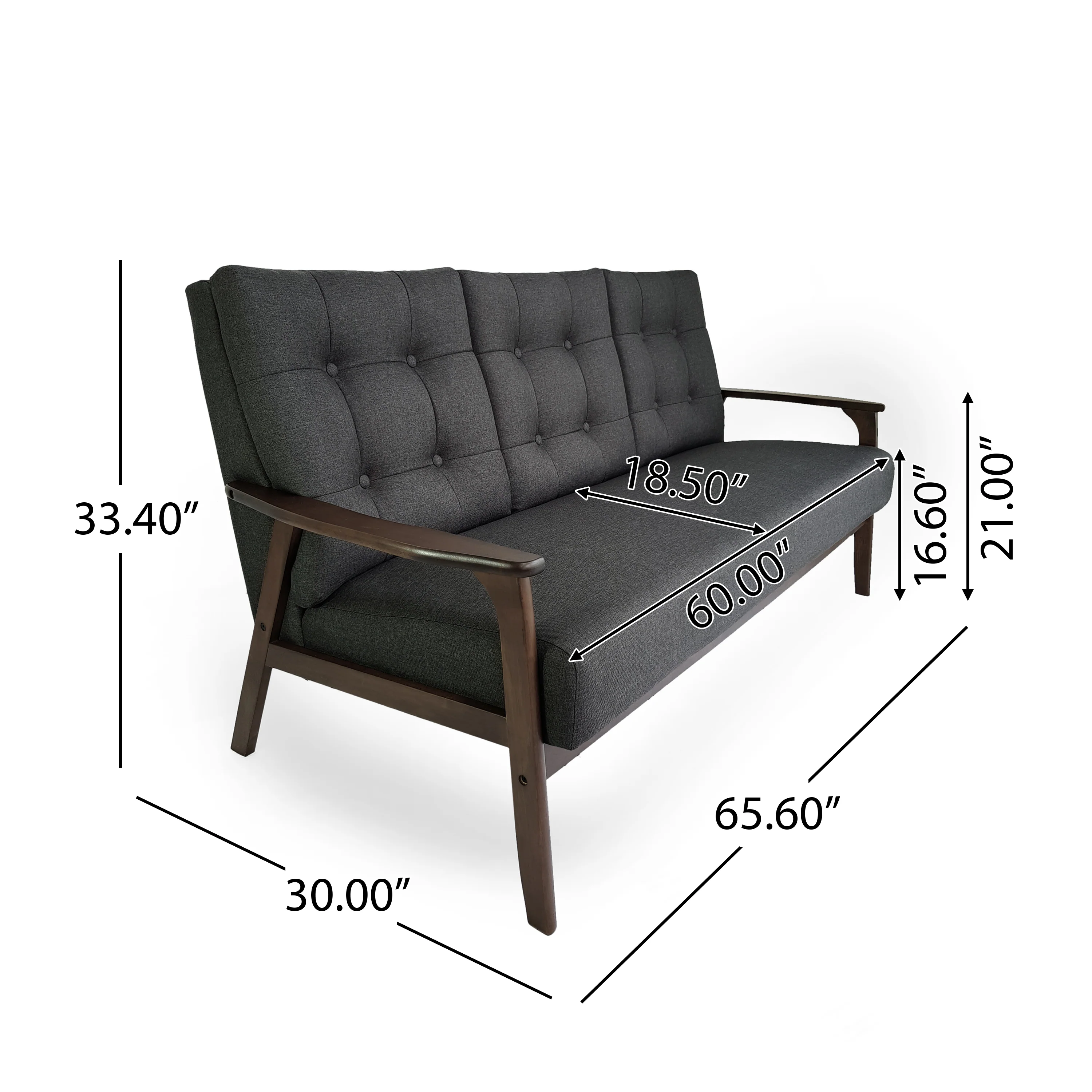 Maureen Mid Century Modern 3-Piece Fabric Chairs & Sofa Living Room Set - furnishings