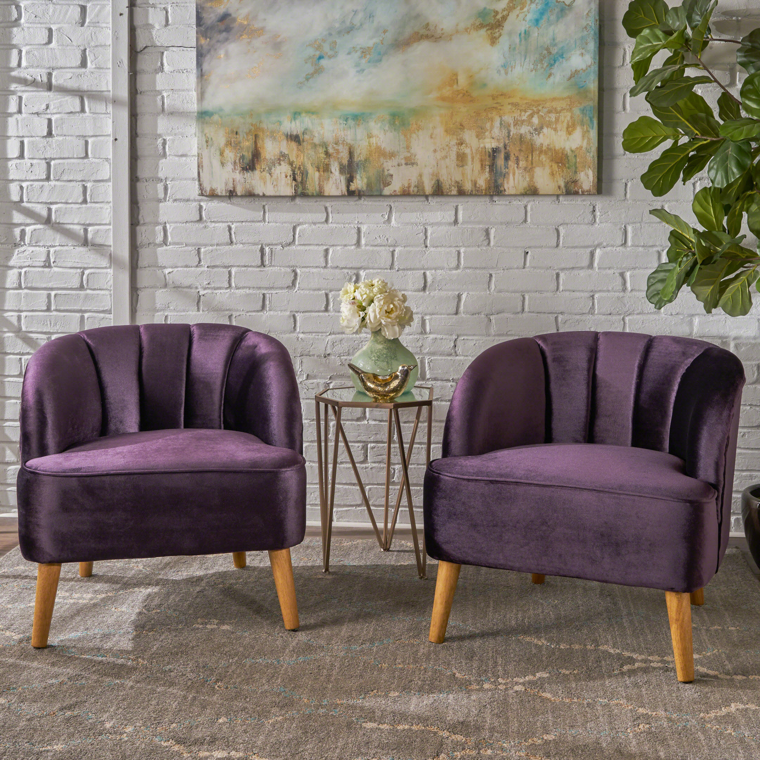 Scarlett Modern Velvet Accent Chair (Set of 2) - furnishings