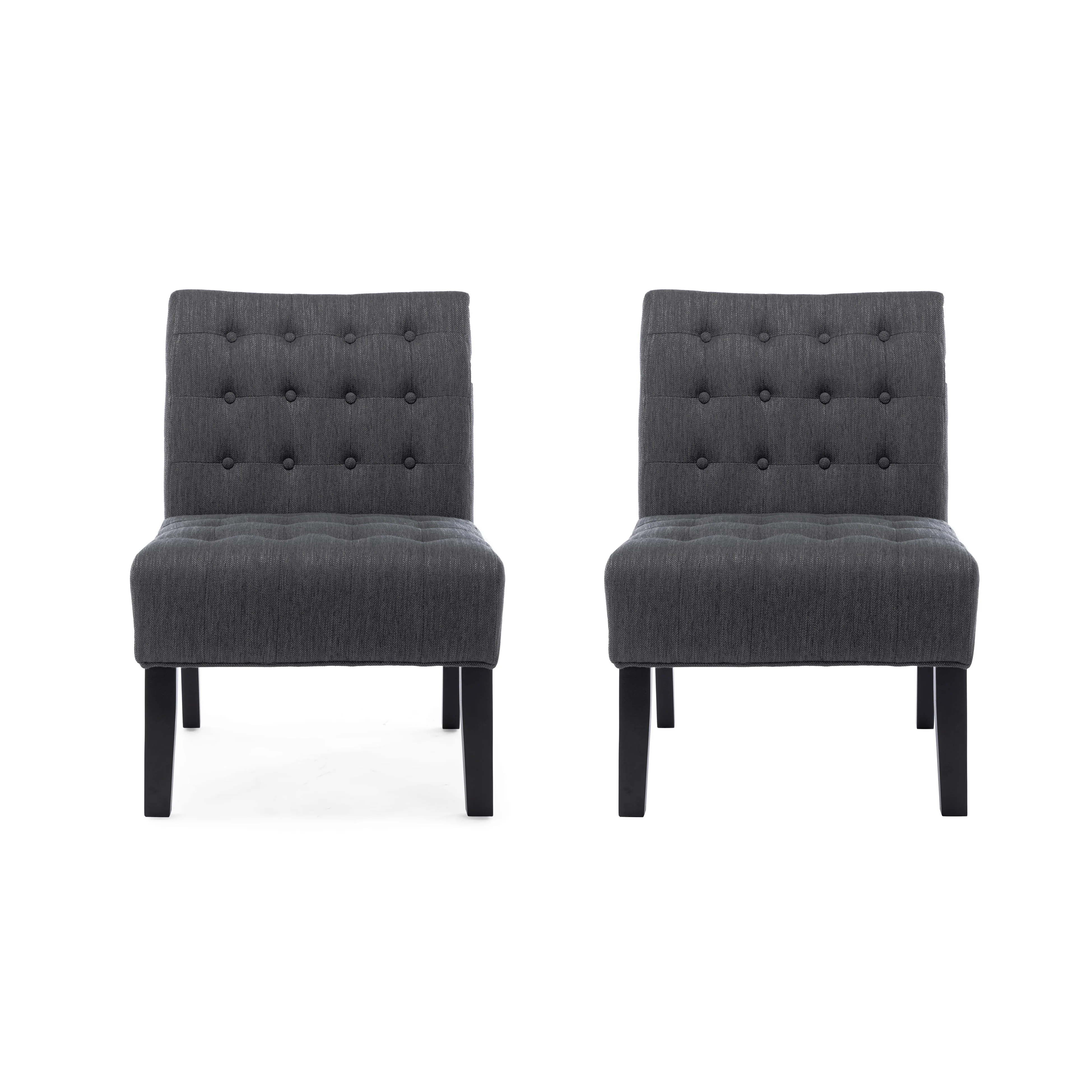Mulligan Contemporary Fabric Tufted Slipper Chairs, Set of 2 - furnishings