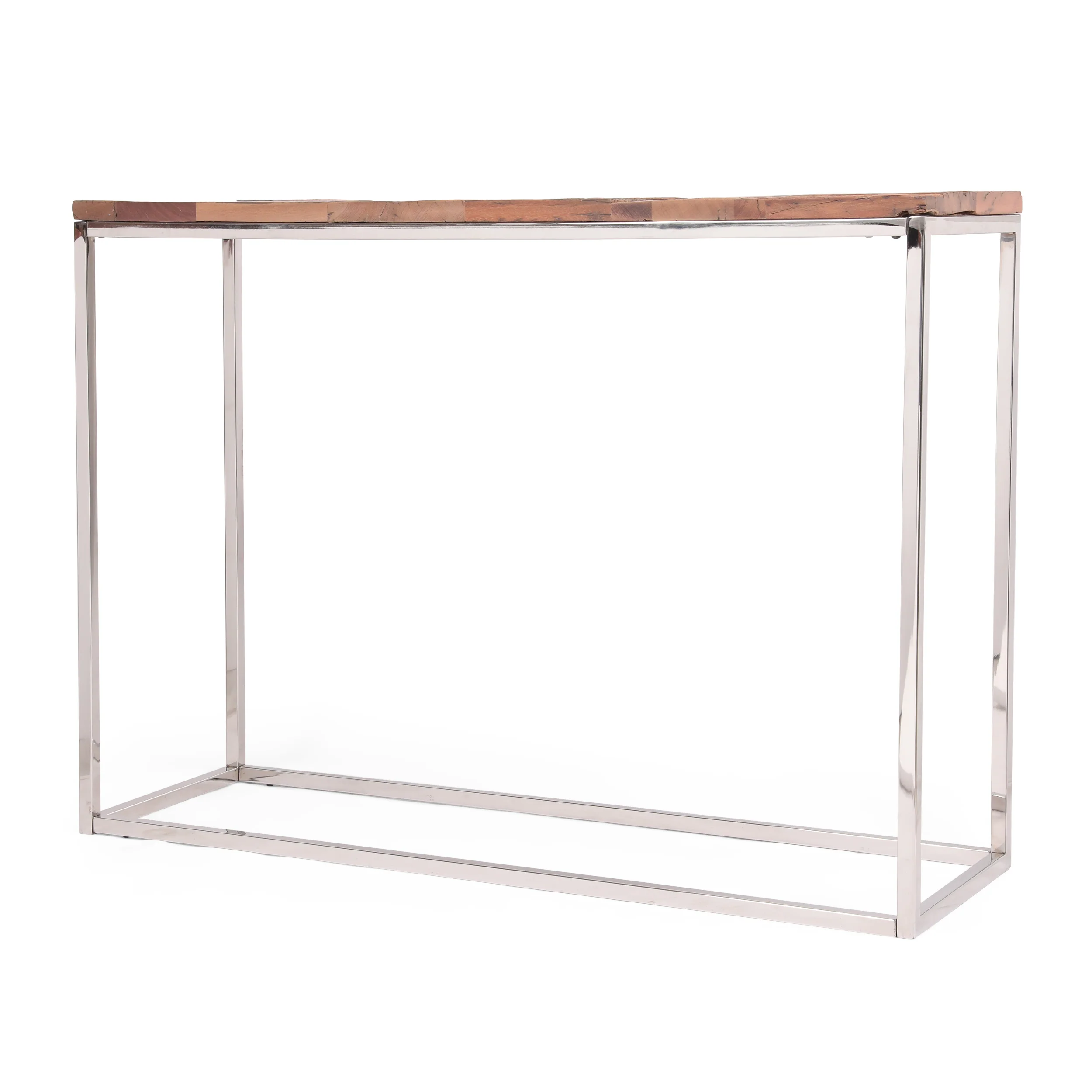 Brockton Boho Glam Handcrafted Wood Console Table, Natural and Silver - furnishings