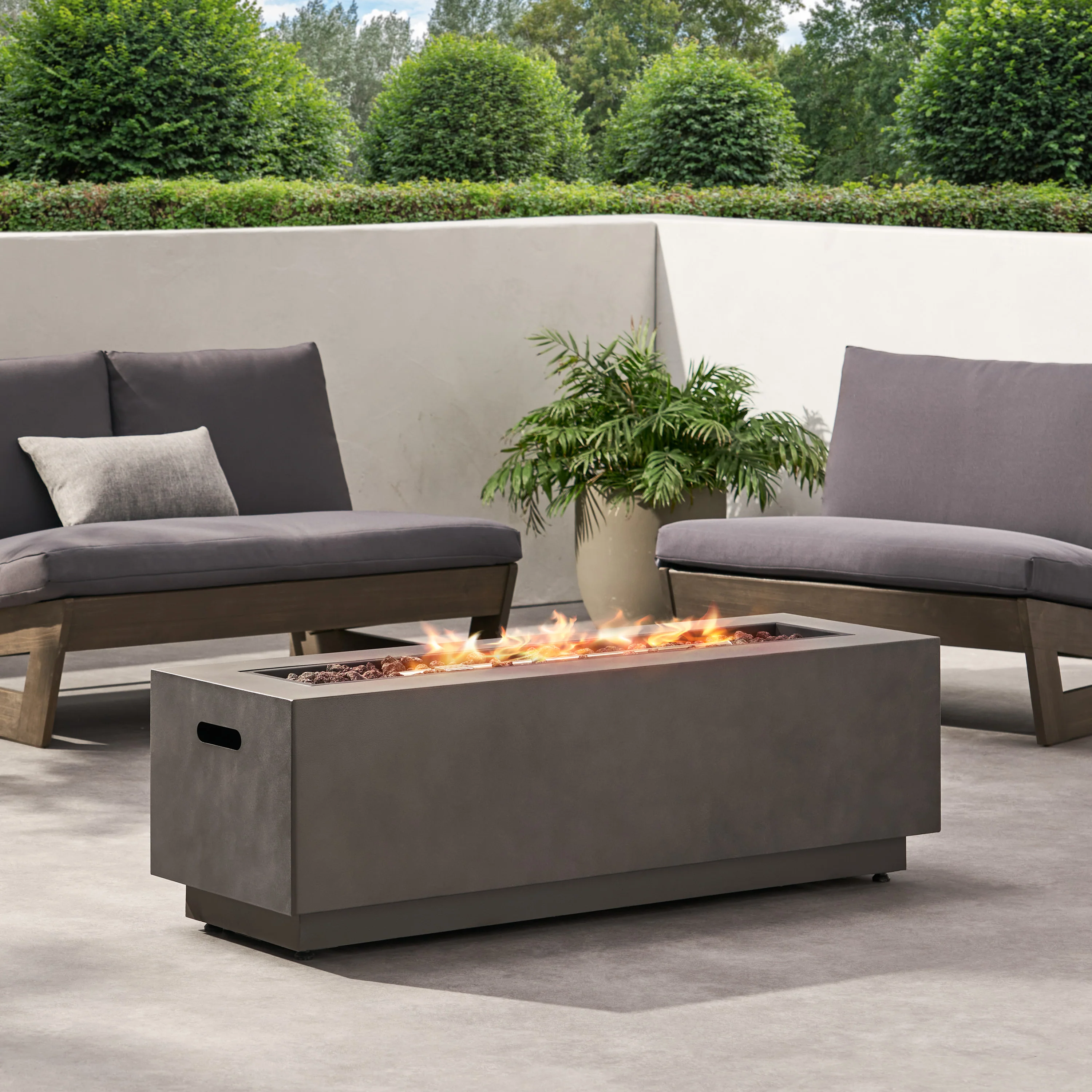 Jasmine Outdoor 50,000 BTU Rectangular Fire Pit (No Tank Holder) - furnishings