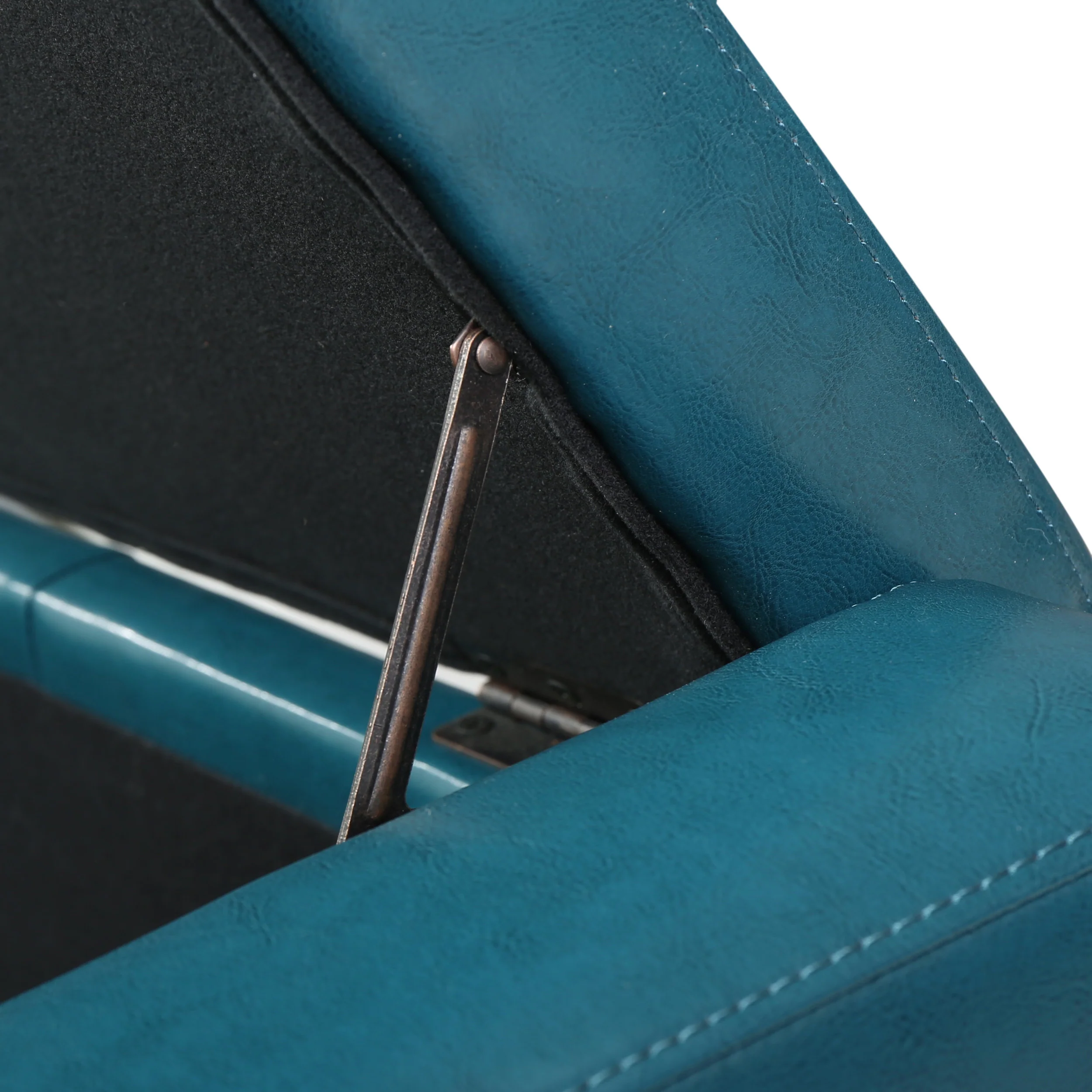 Robin Studded Teal Leather Storage Ottoman Bench - furnishings