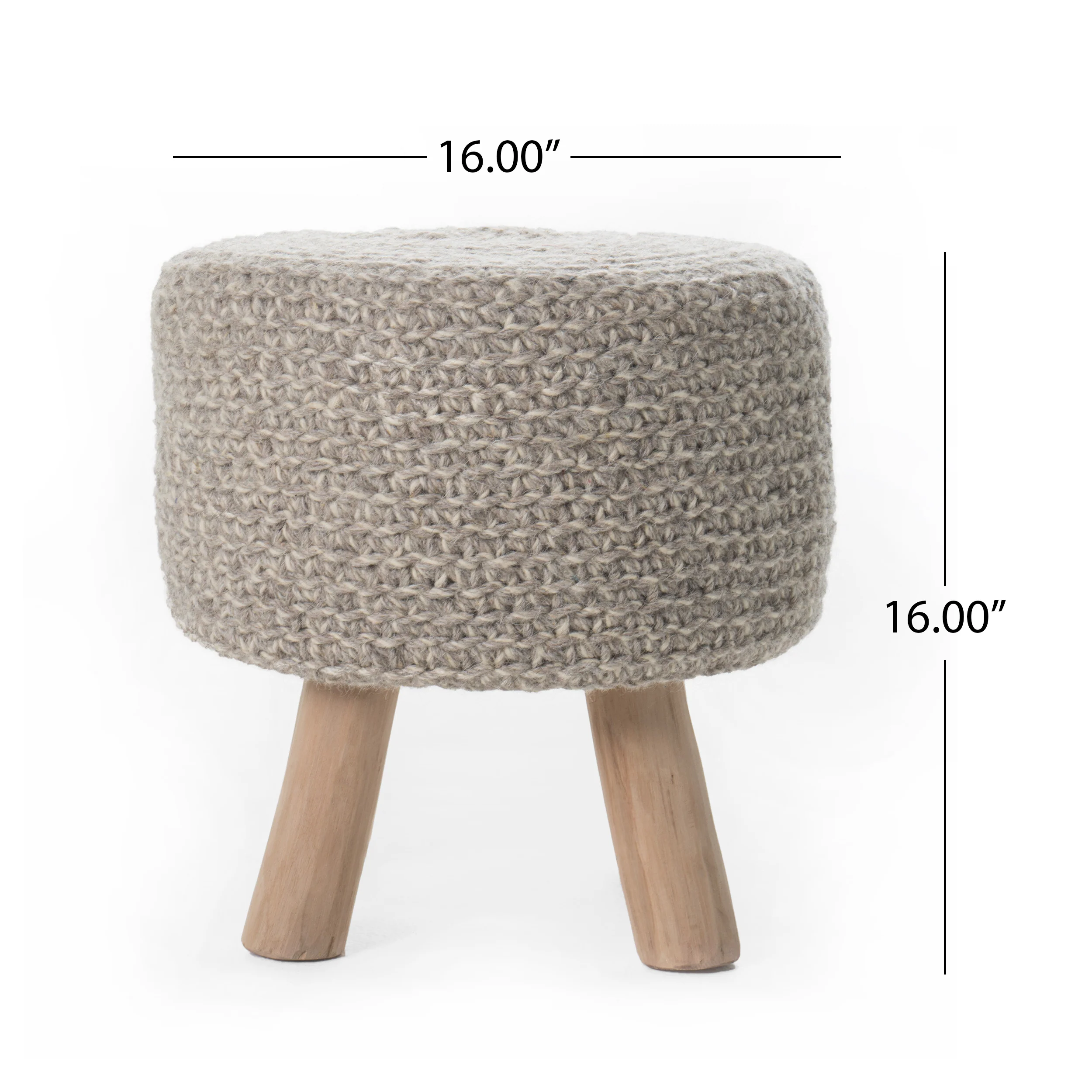 Ponelli Handcrafted Boho Wool Ottoman Stool - furnishings