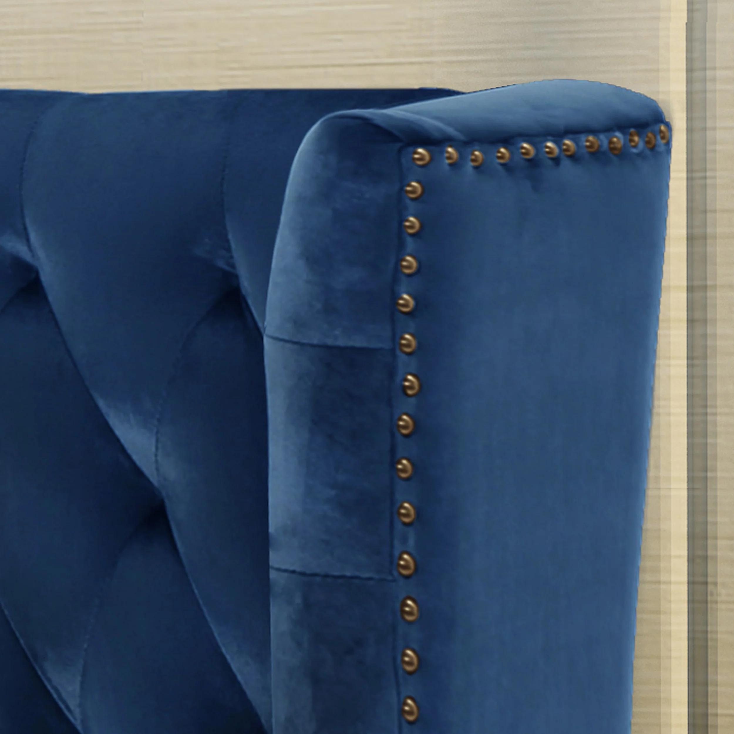 Linsey High Back Tufted Winged New Velvet Loveseat - furnishings