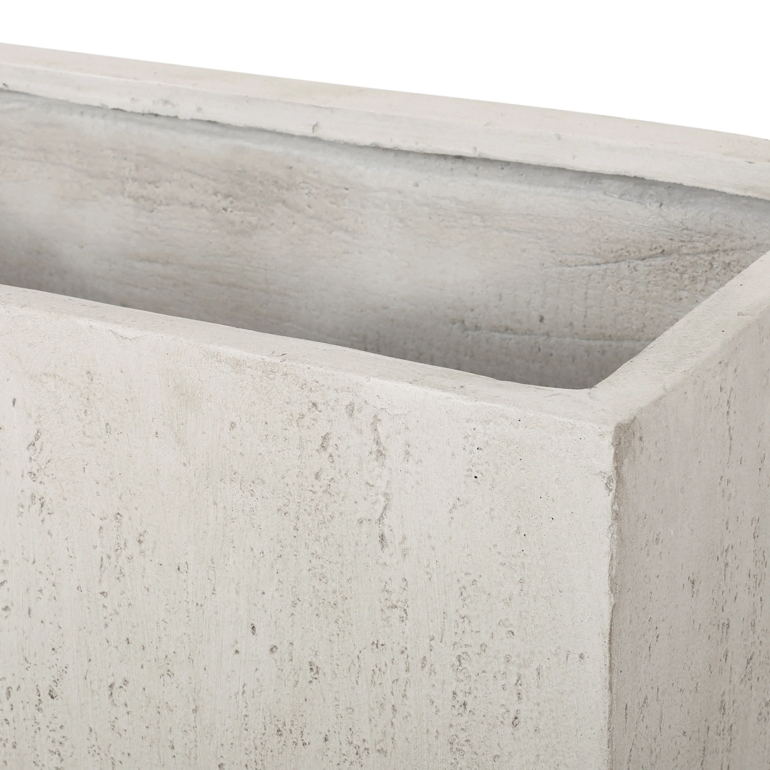 Fardeen Outdoor Modern Cast Stone Rectangular Planter - furnishings