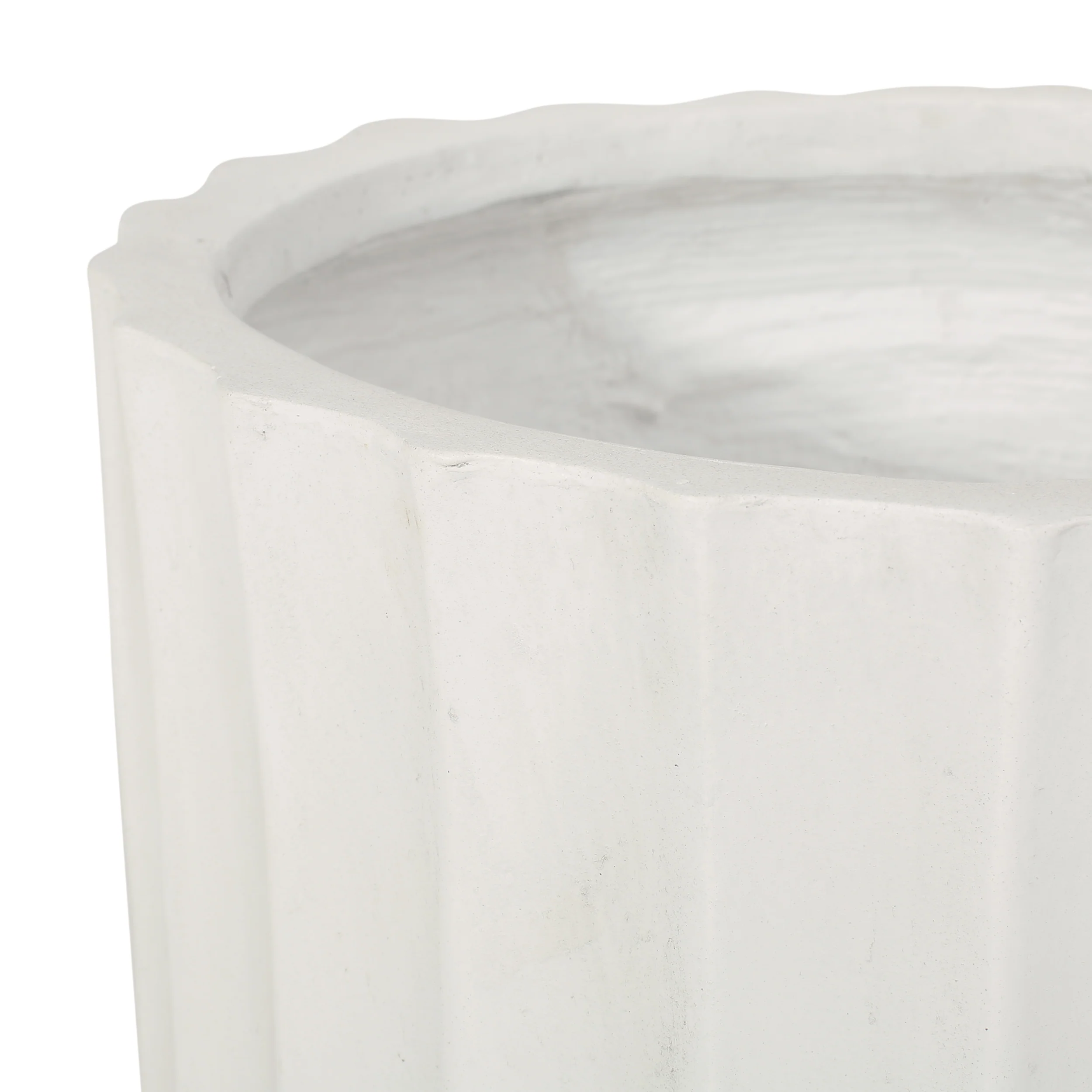 Morelos Outdoor Small and Medium Cast Stone Planter Set, Antique White - furnishings