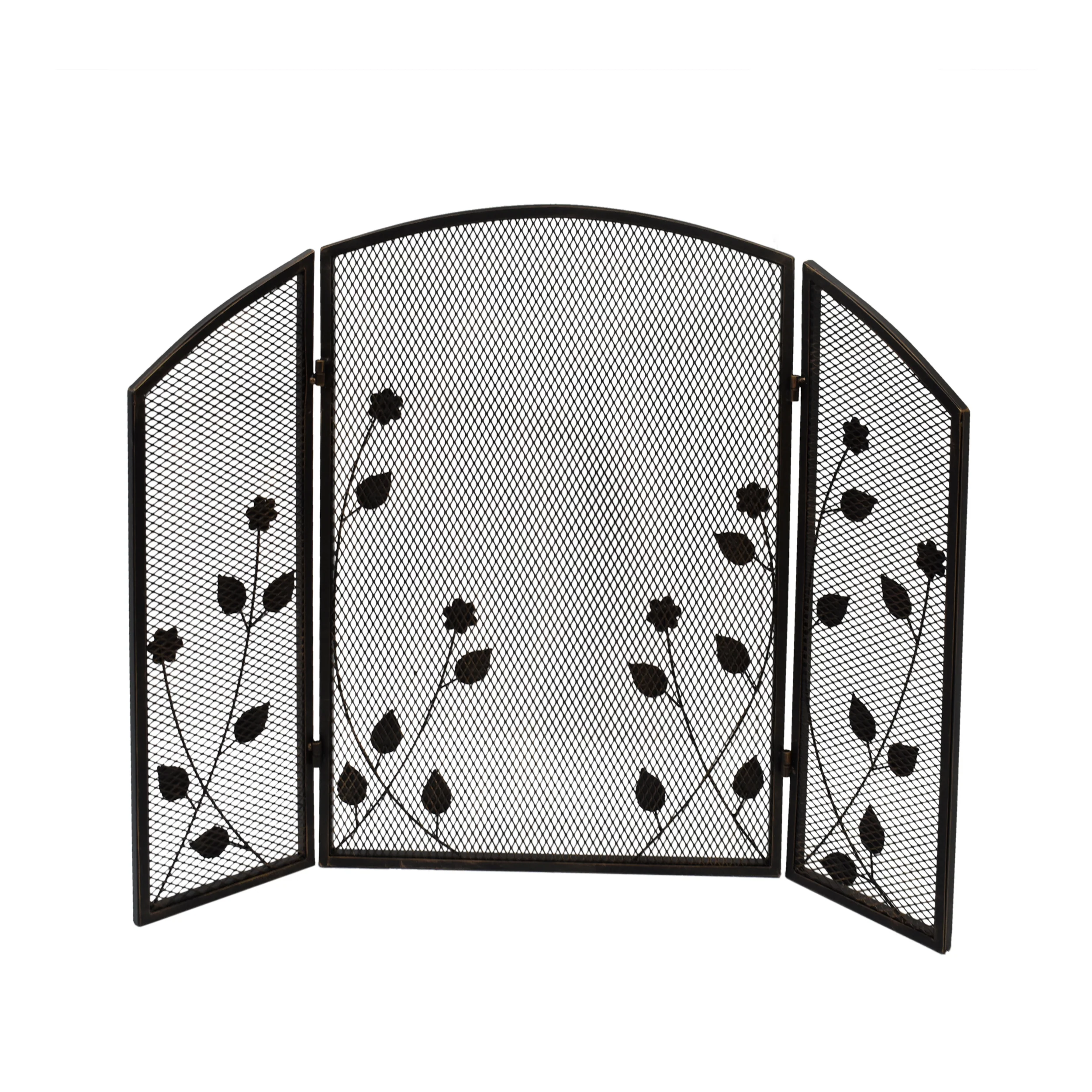 Jenna Modern Iron Firescreen with Leaf Accents - furnishings
