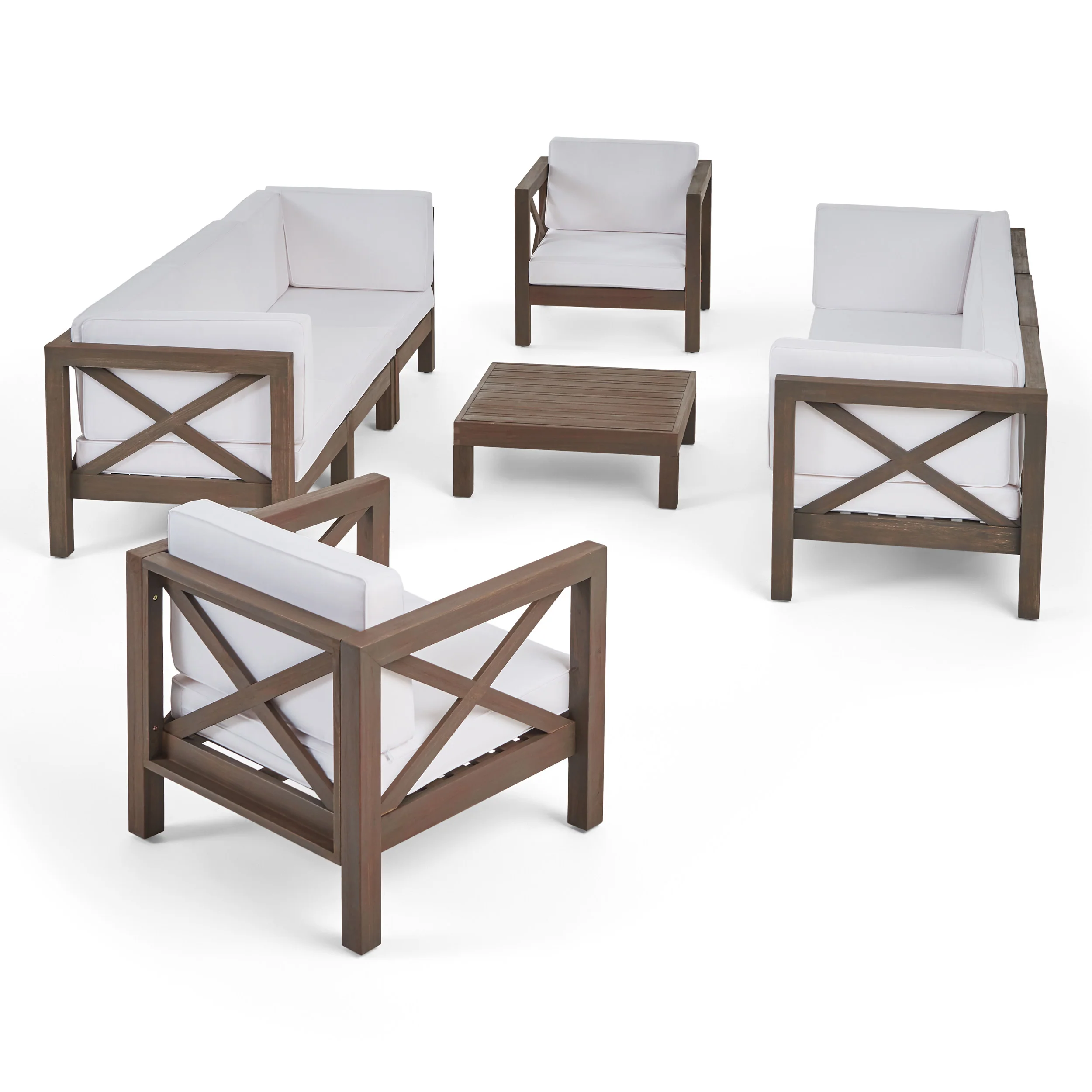 Morgan Outdoor 8 Seater Acacia Wood Sofa and Club Chair Set - furnishings