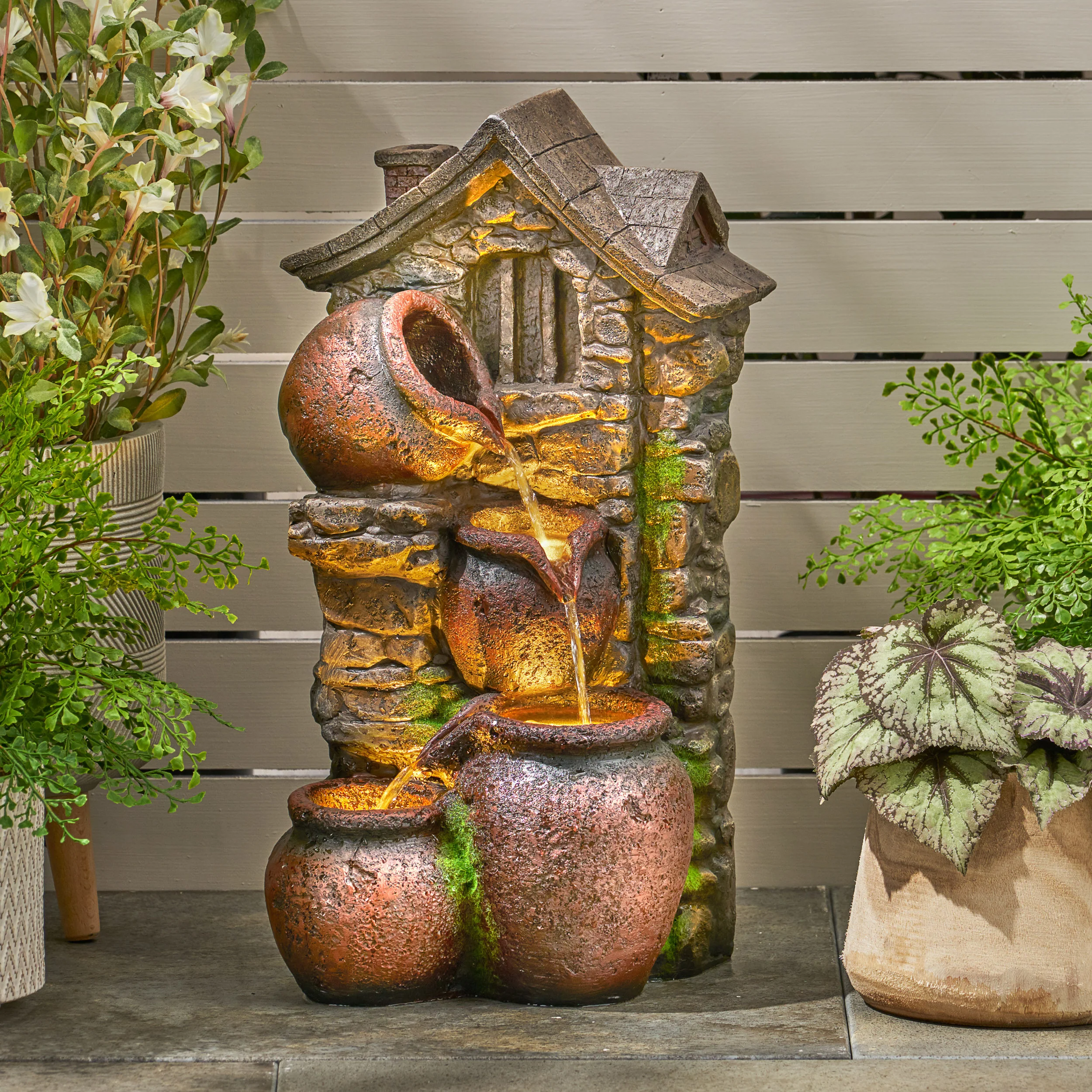 Bartow Outdoor 4 Tier Jar Fountain - furnishings