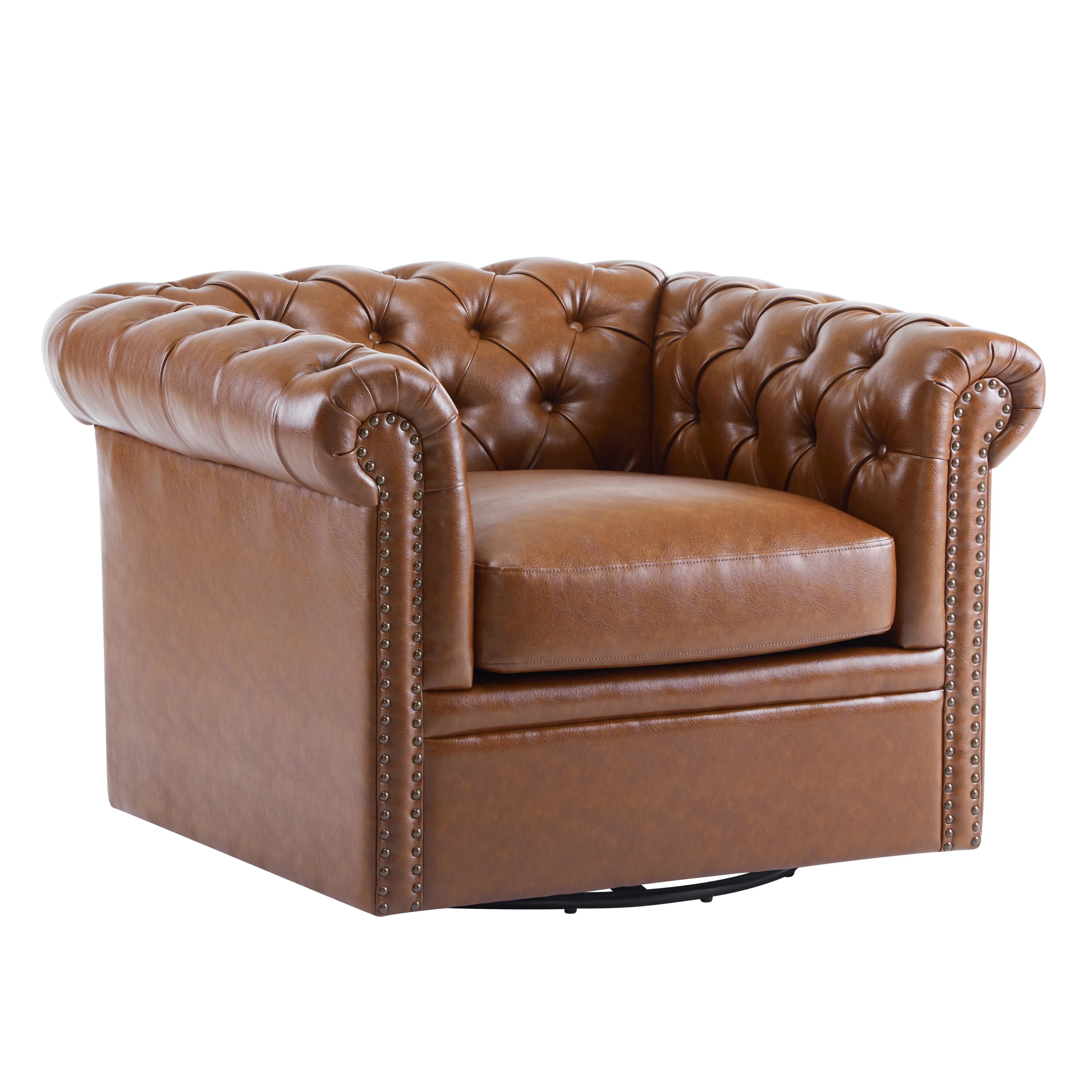 Lily Upholstered Tufted Chesterfield Swivel Club Chair - furnishings