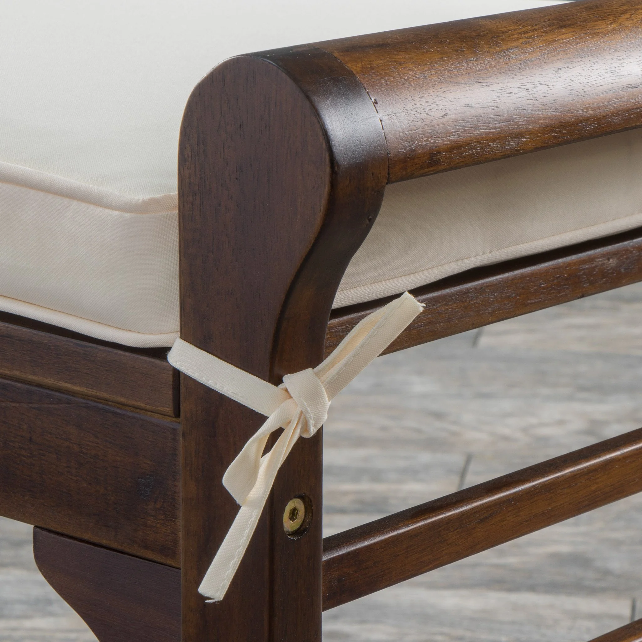 Dixon Rustic Acacia Wood Bench with Cushion - furnishings