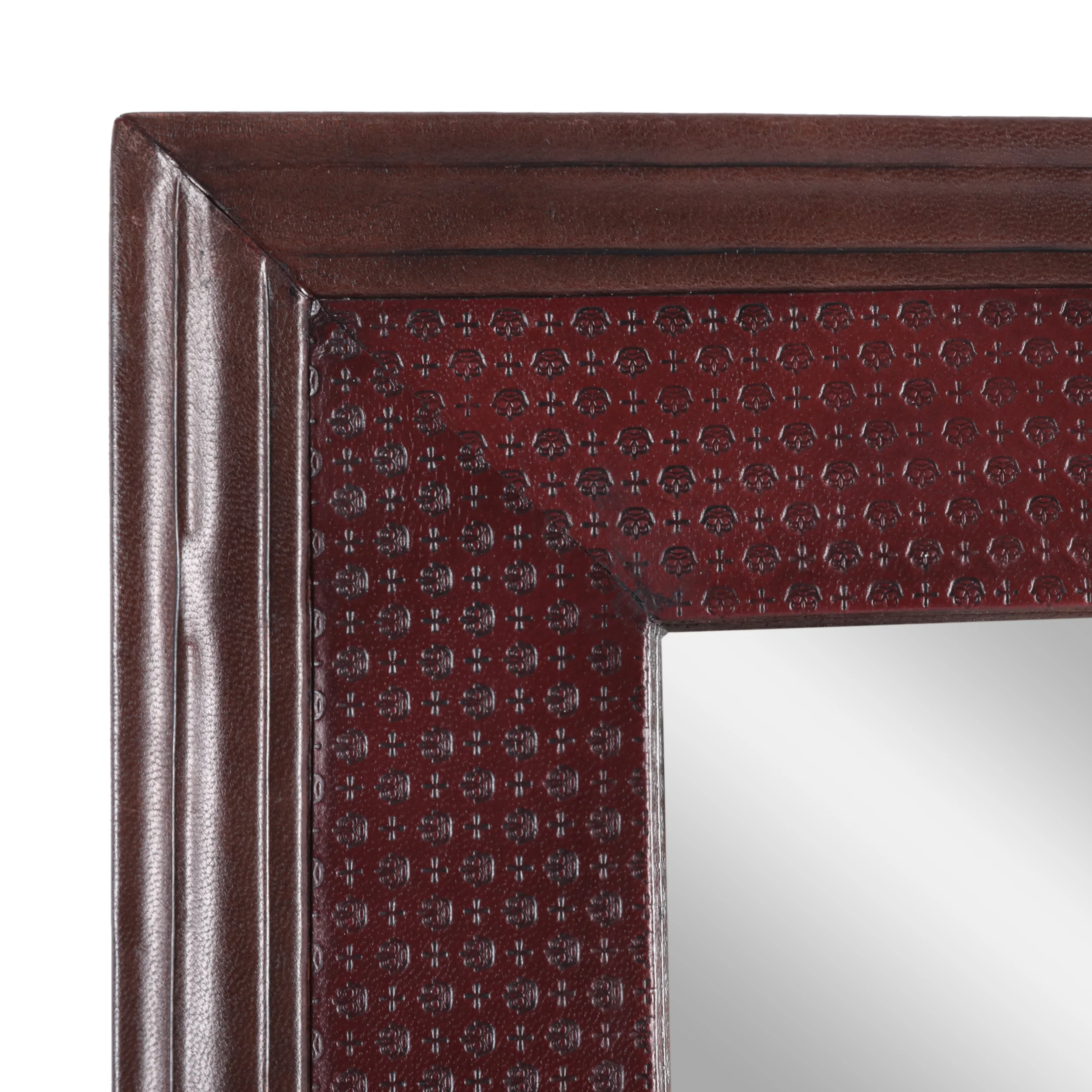 Chamlee Handcrafted Boho Leather Square Wall Mirror - furnishings