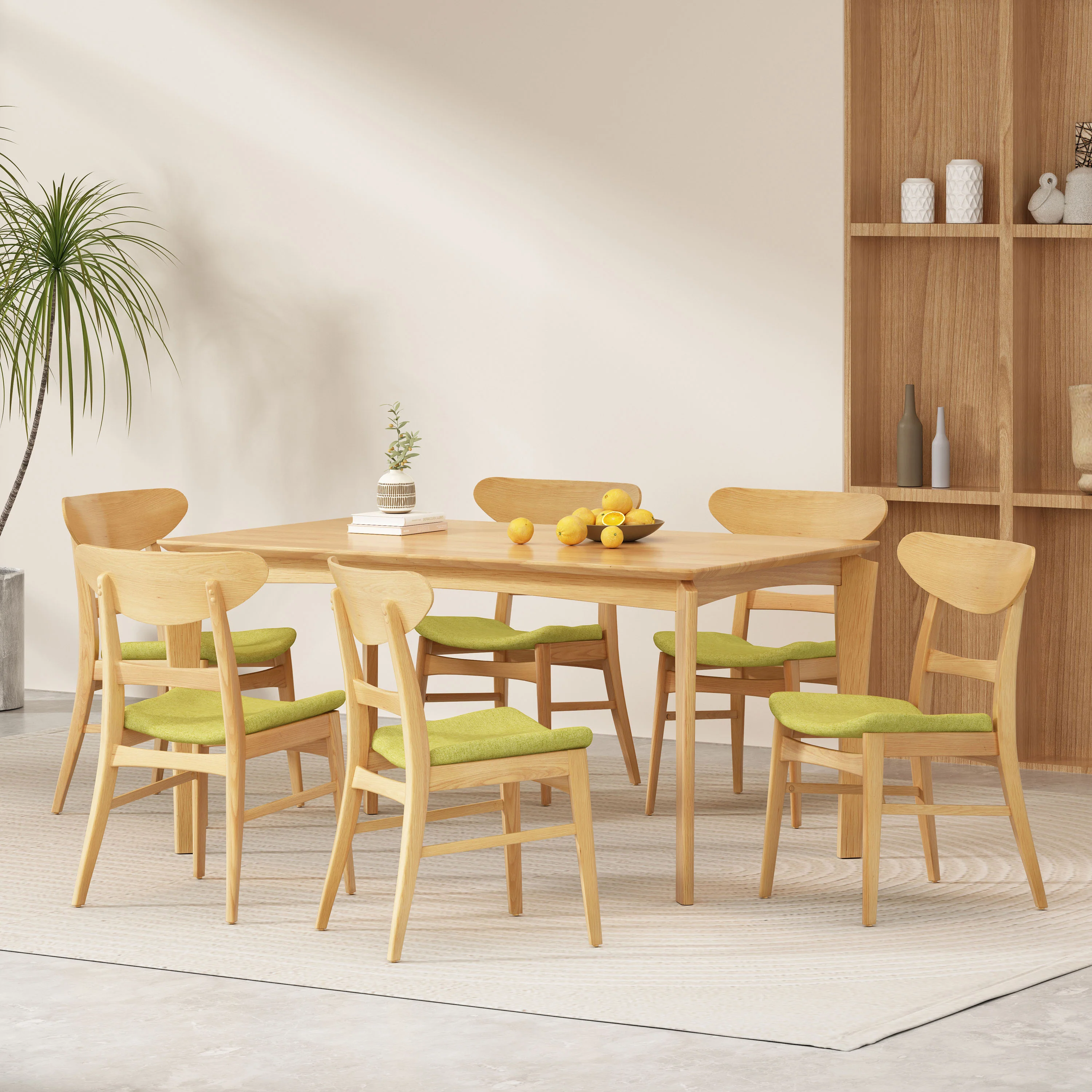 Atherton Wood and Fabric 7 Piece Dining Set - furnishings