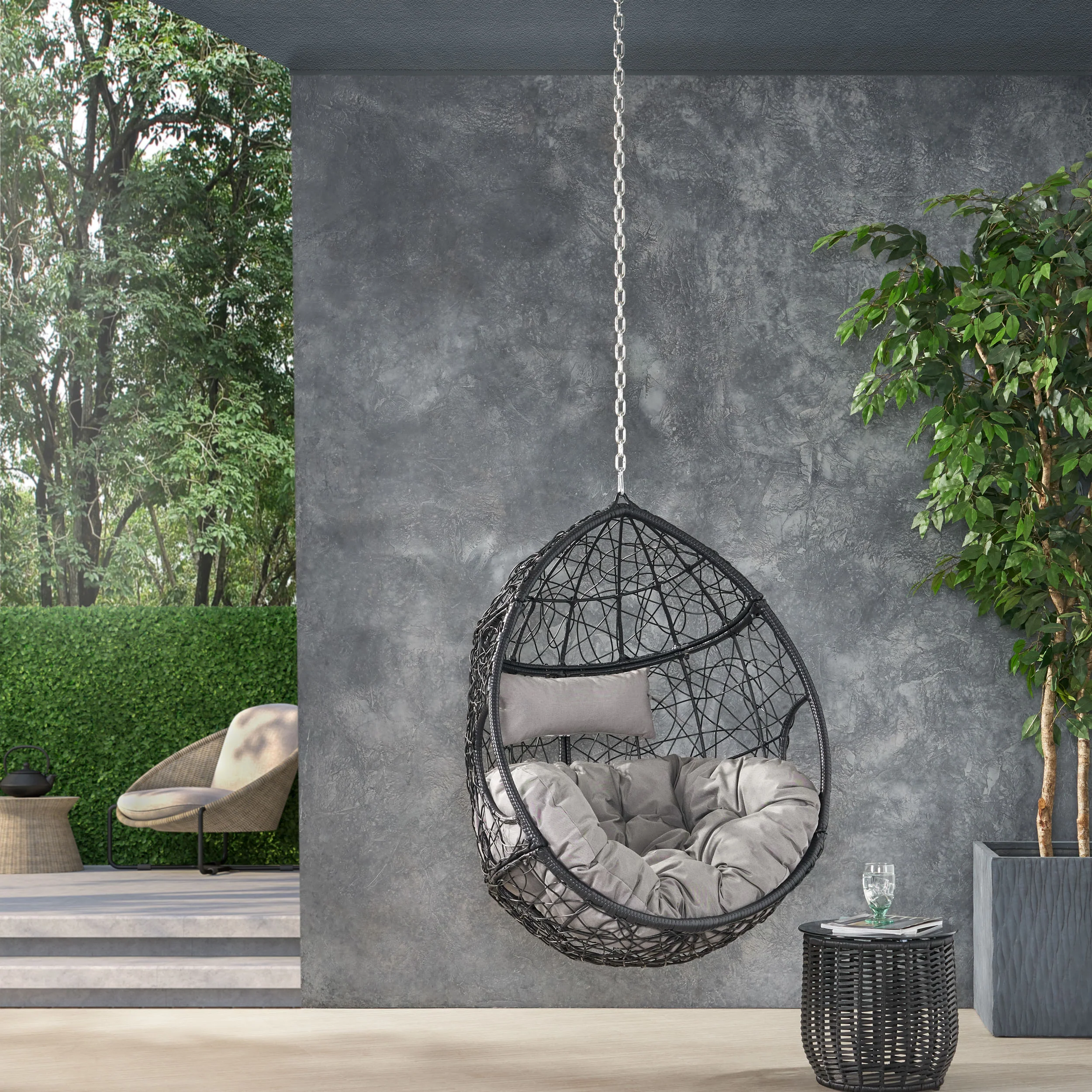 Alannah Outdoor and Indoor Wicker Hanging Chair with 8 Foot Chain (NO STAND) - furnishings