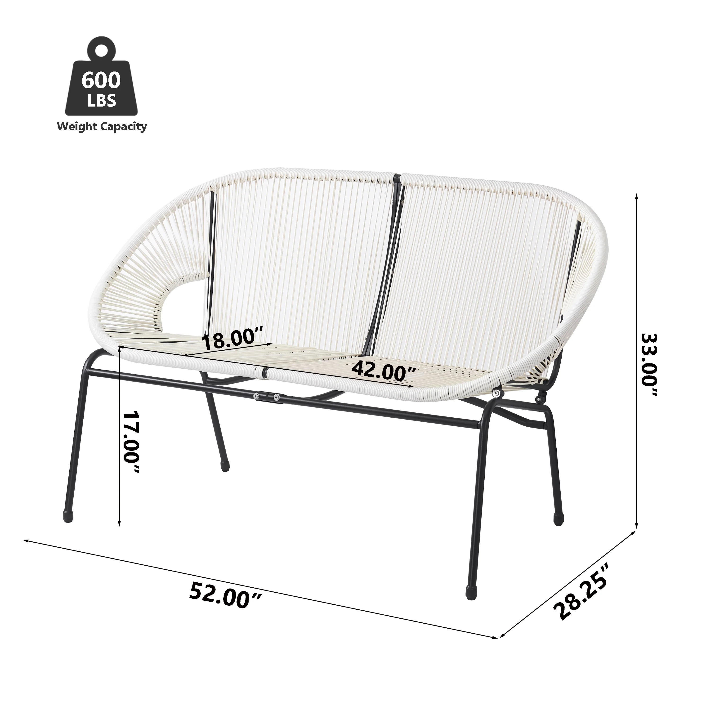 Maeliss 2-Person Faux Rattan Outdoor Patio Bench - furnishings
