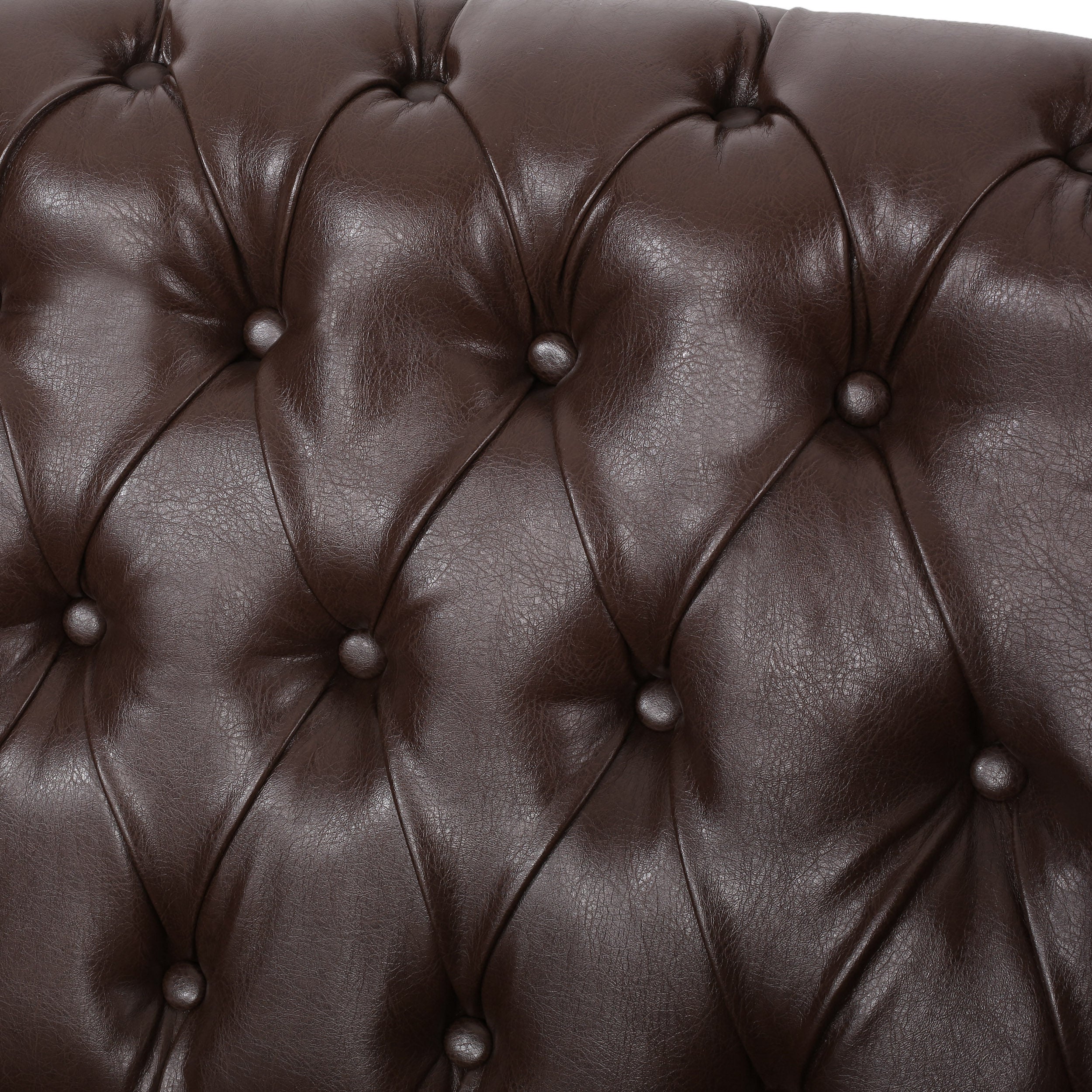 Trask Contemporary Leather Tufted Loveseat with Nailhead Trim - furnishings