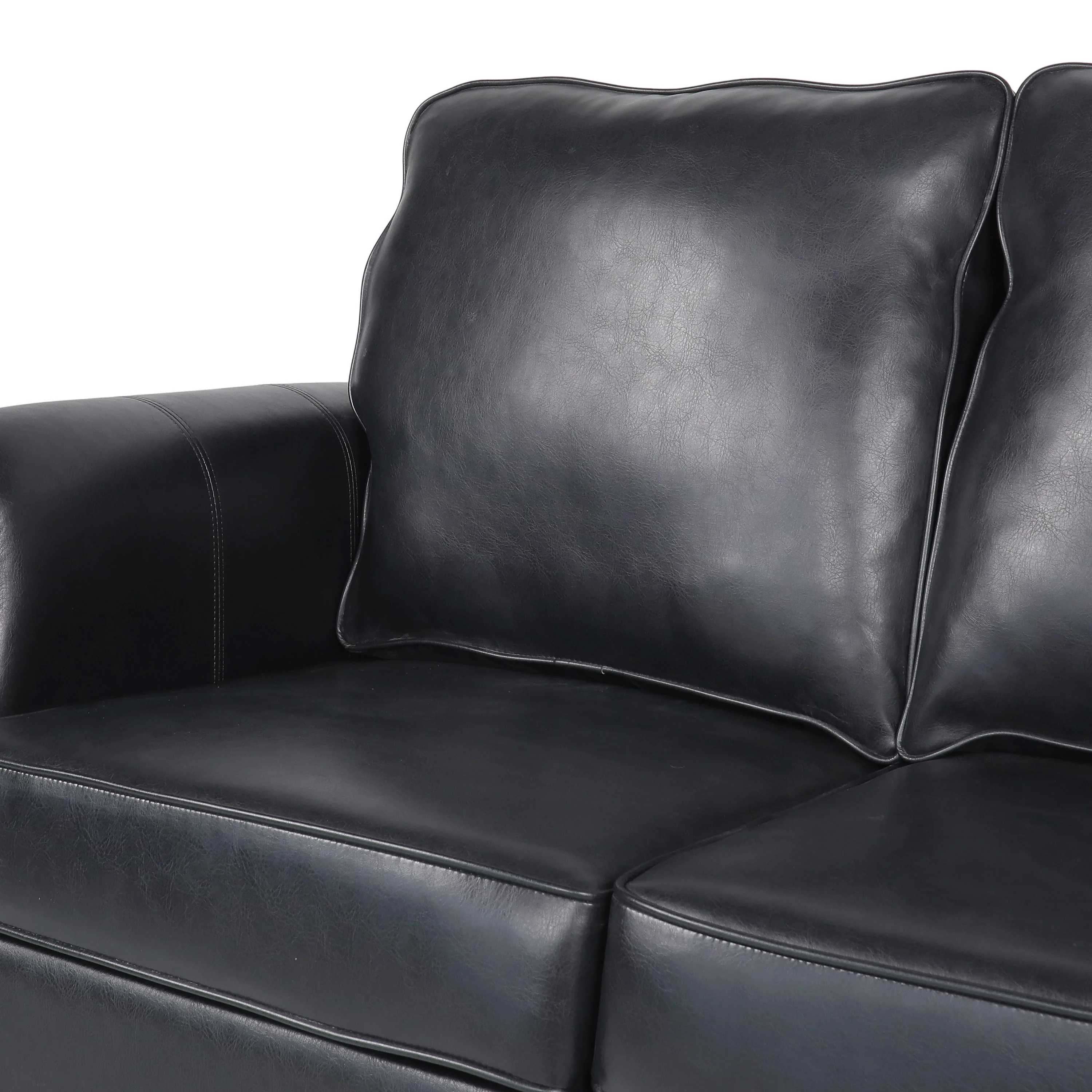 Burkehaven Contemporary Faux Leather 3 Seater Sofa with Nailhead Trim - furnishings