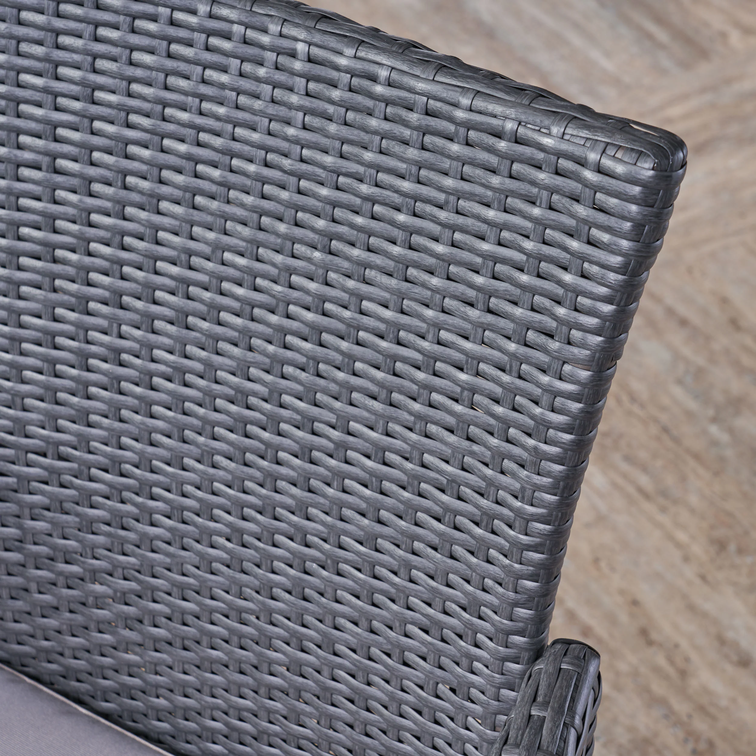 Noah Outdoor 9 Piece Grey Wicker Square Dining Set with Silver Water Resistant Cushions - furnishings