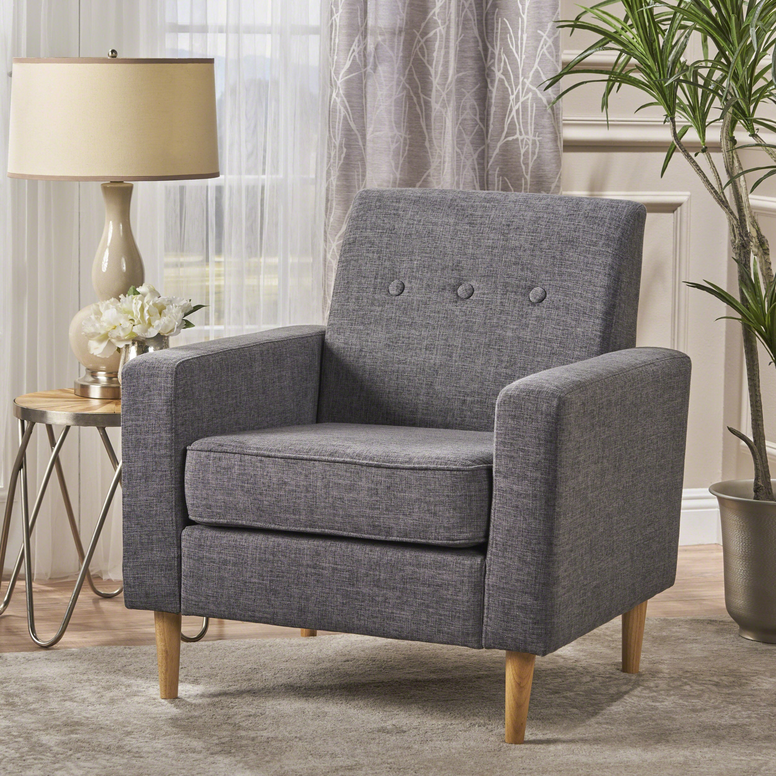 Stratford Mid Century Modern Fabric Club Chair - furnishings