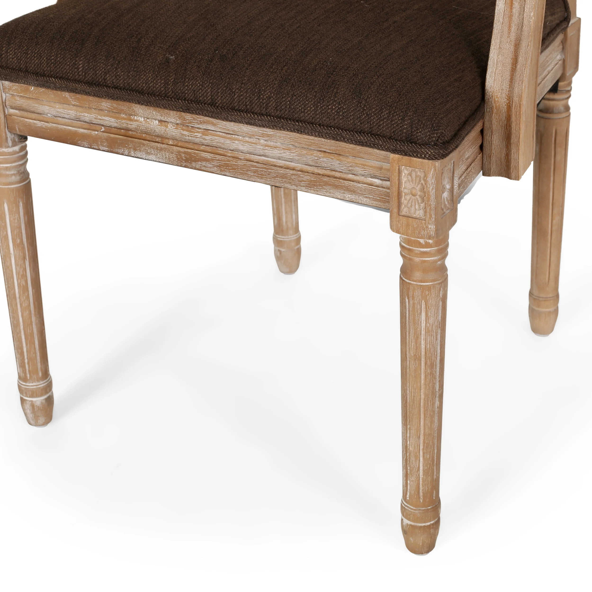 Regan French Country Fabric Upholstered Wood Expandable 7 Piece Dining Set - furnishings