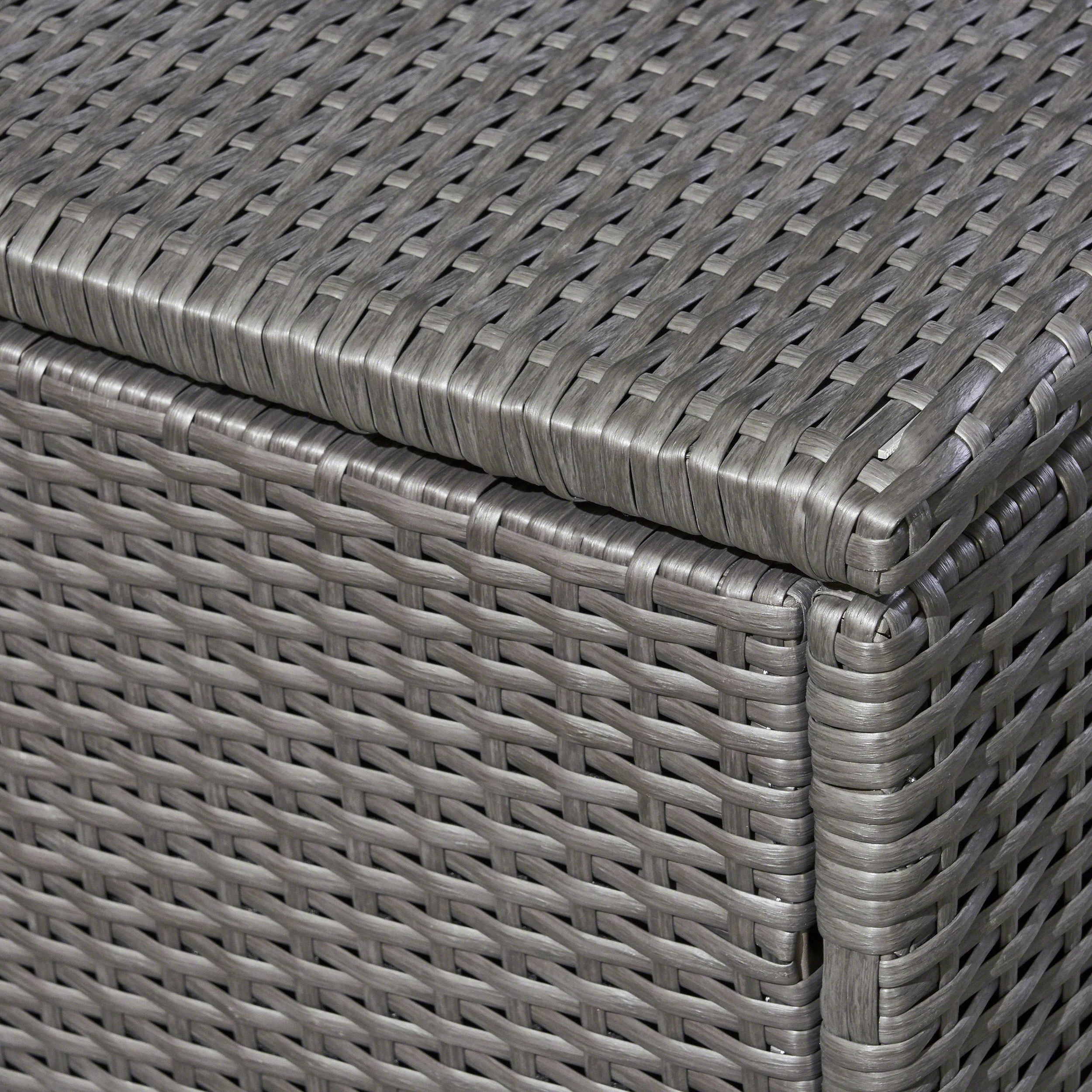 Sampa Outdoor Wicker Storage Ottoman, Gray - furnishings