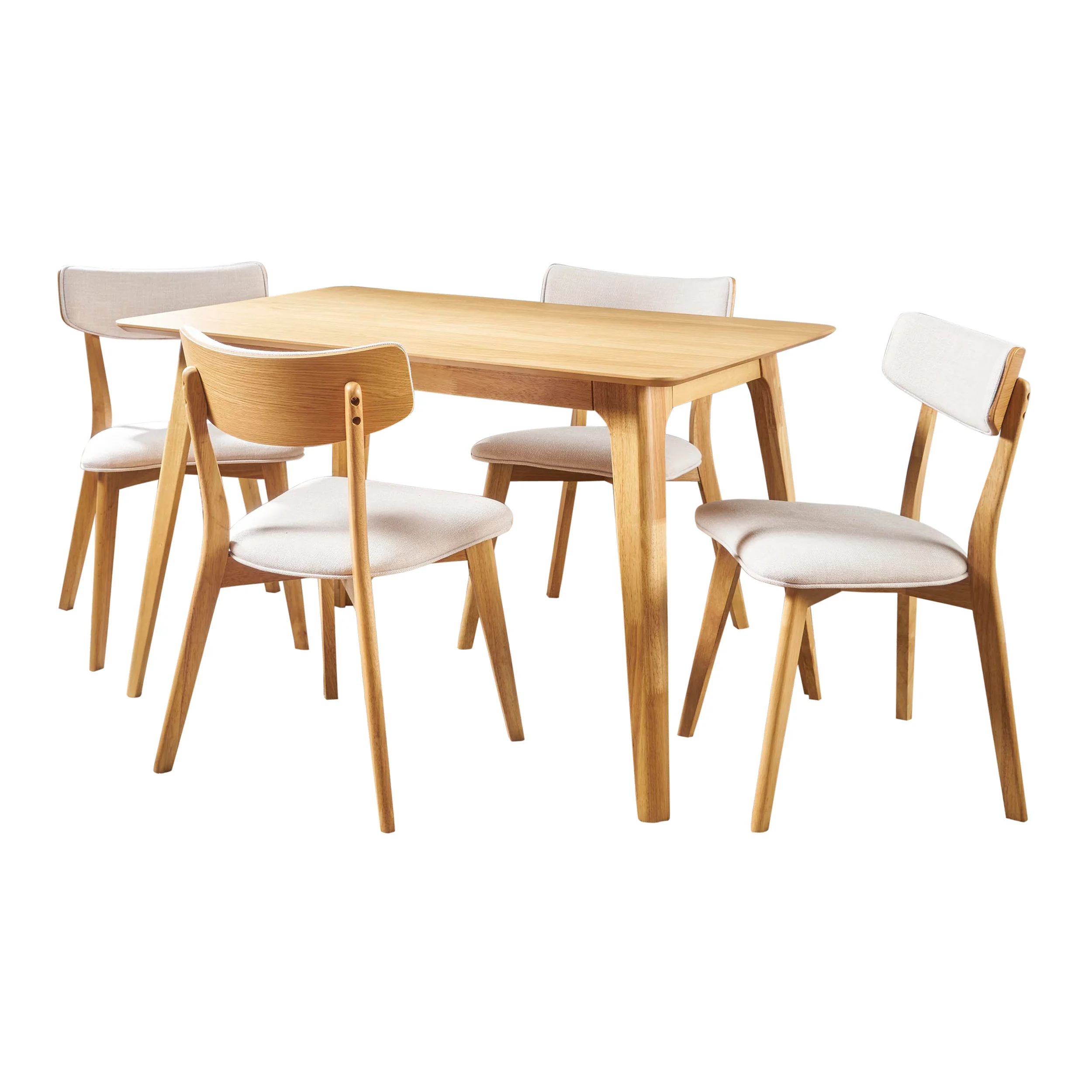 Meanda Mid Century Finished 5 Piece Wood Dining Set with Fabric Chairs - furnishings