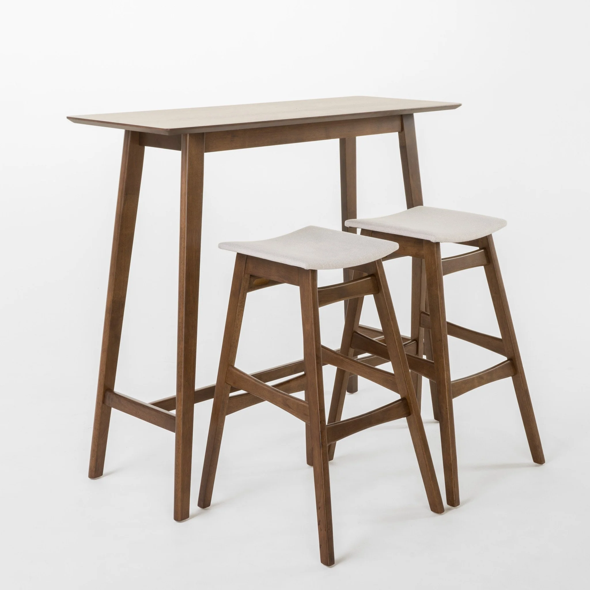 Ethel Natural Walnut Finish Rectangular 3 Piece Bar Set - furnishings