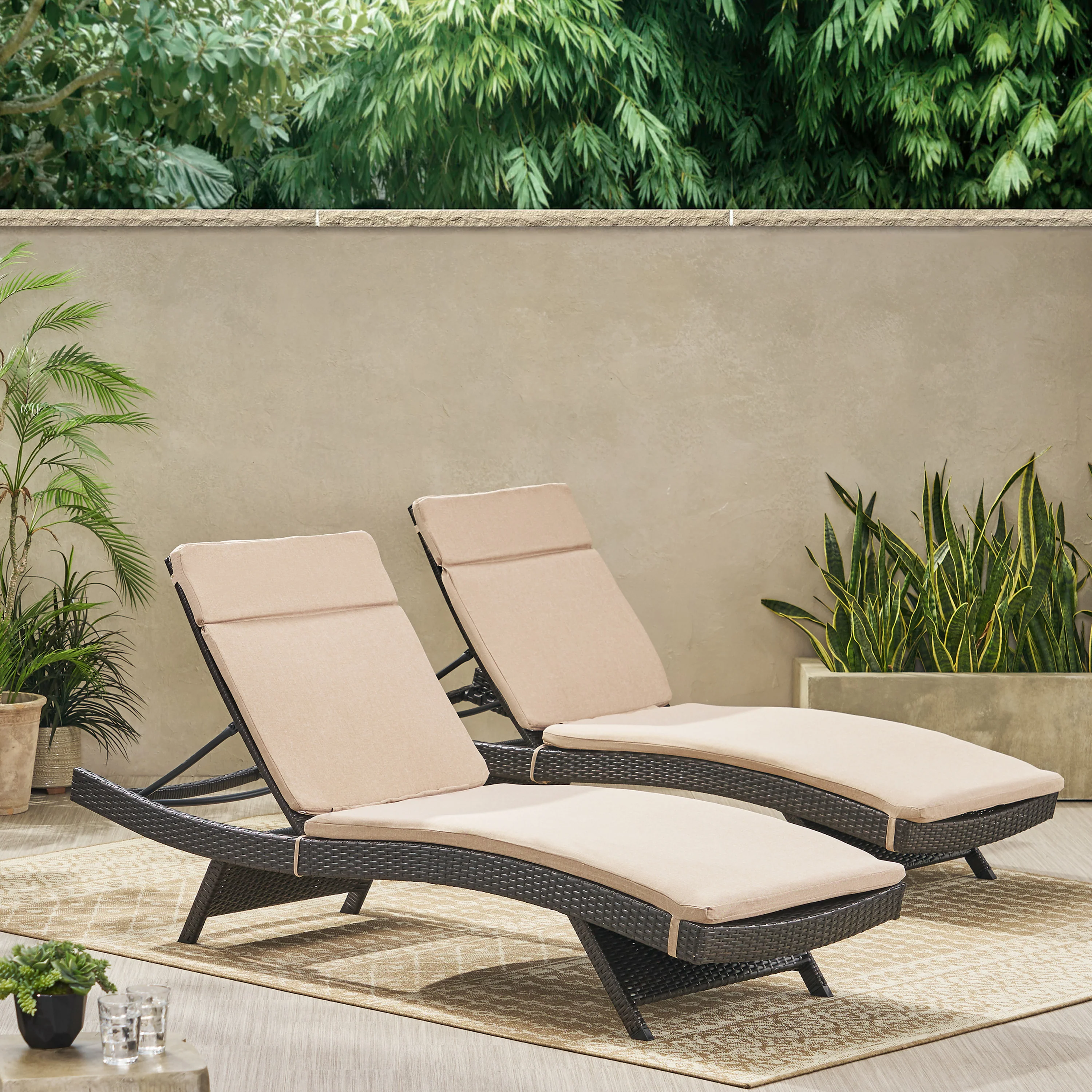 Albany Outdoor Water-Resistant Fabric Chaise Lounge Cushions (Set of 2) - furnishings