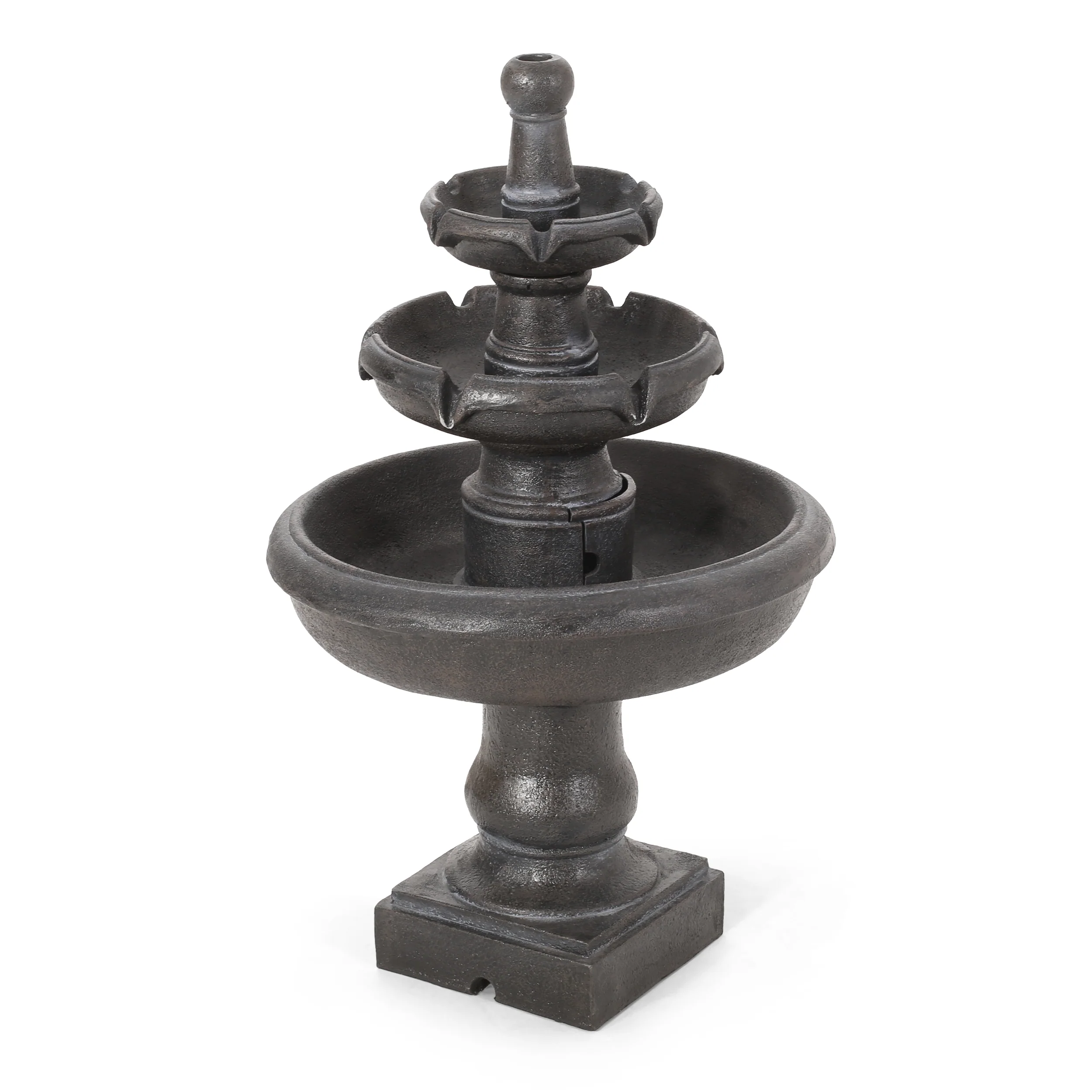Irwington Outdoor 3-Tier Fountain, Dark Gray - furnishings