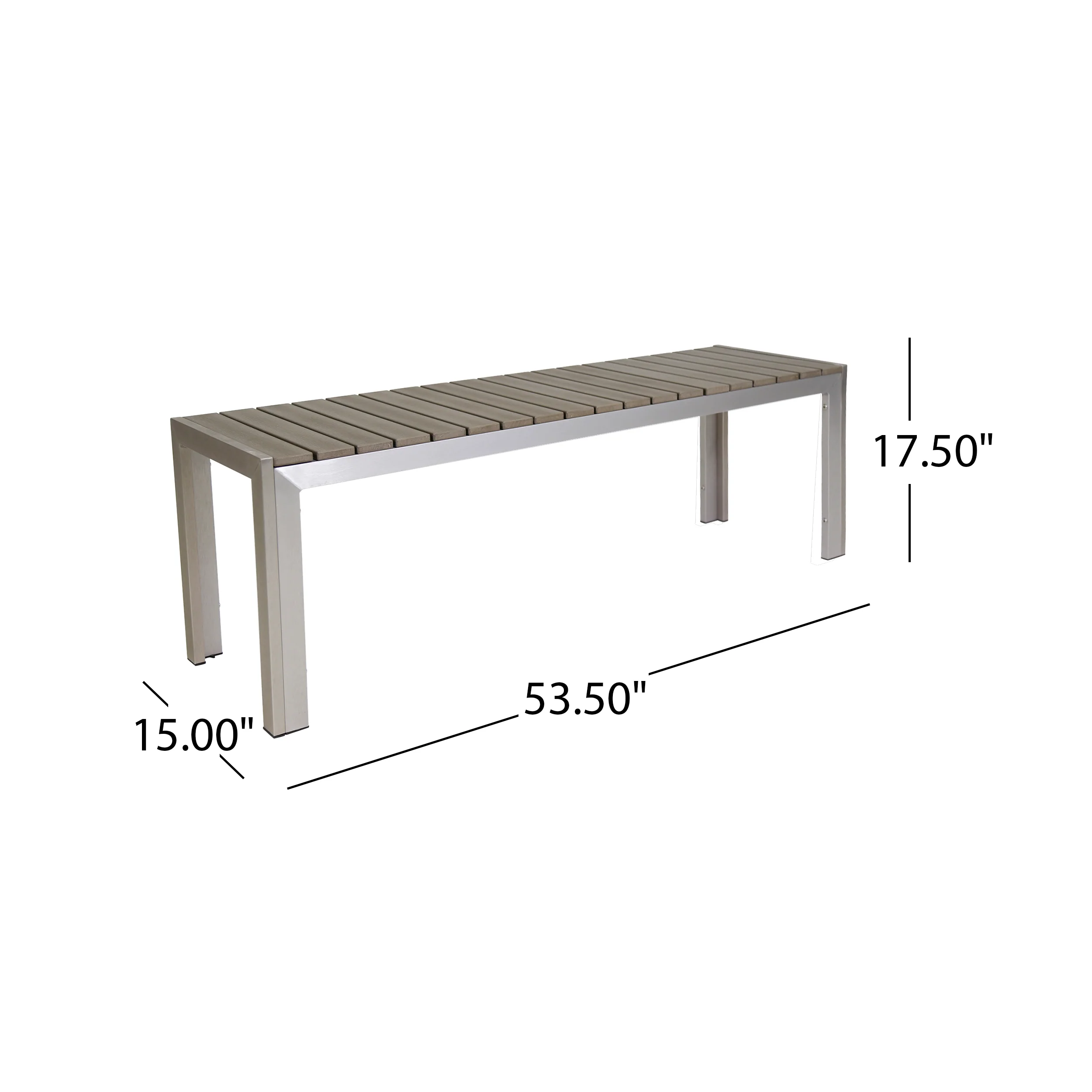 Butler Outdoor Aluminum Picnic Set with Faux Wood Top, Silver and Natural - furnishings