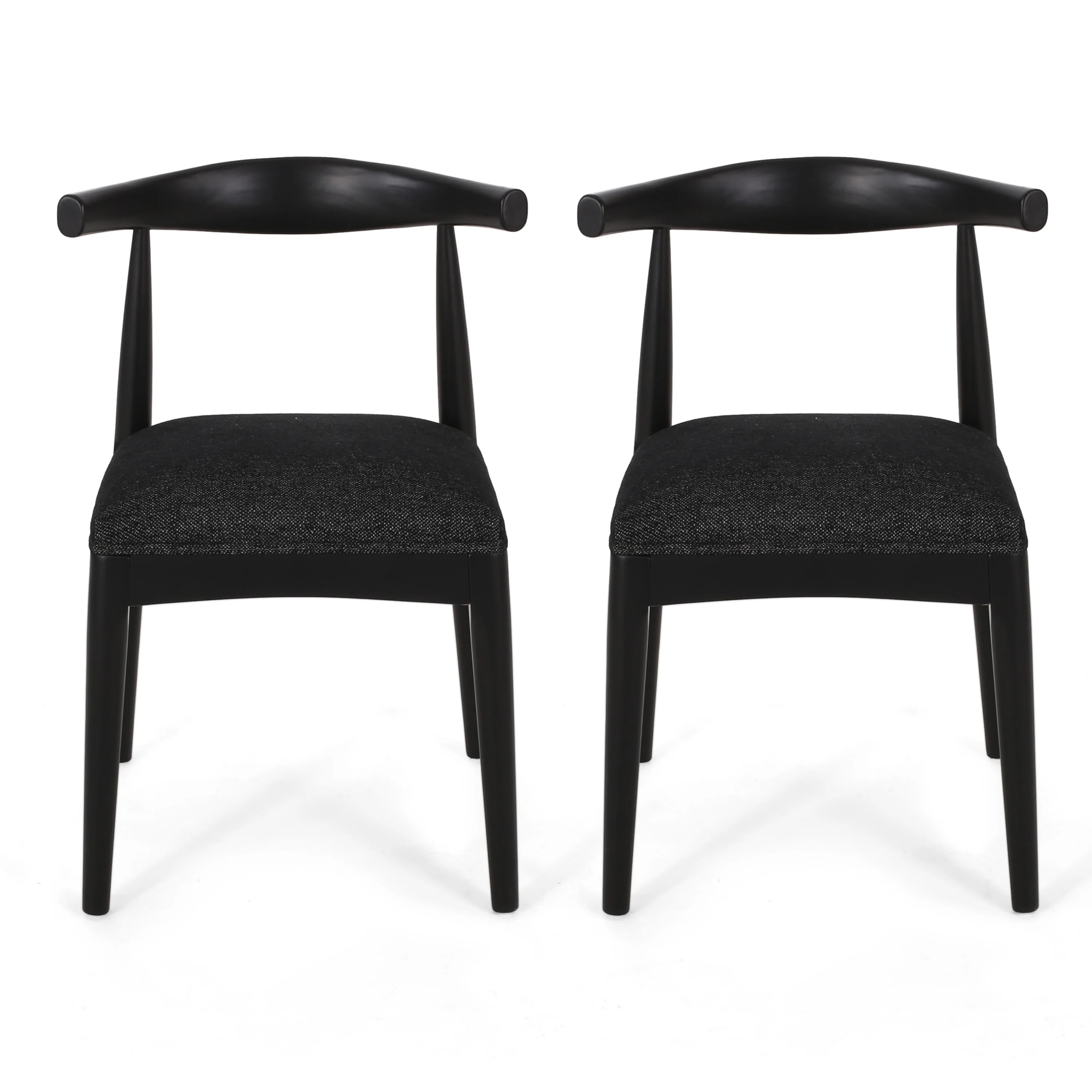 Covey Mid Century Modern Fabric Upholstered Wood Dining Chairs, Set of 2 - furnishings
