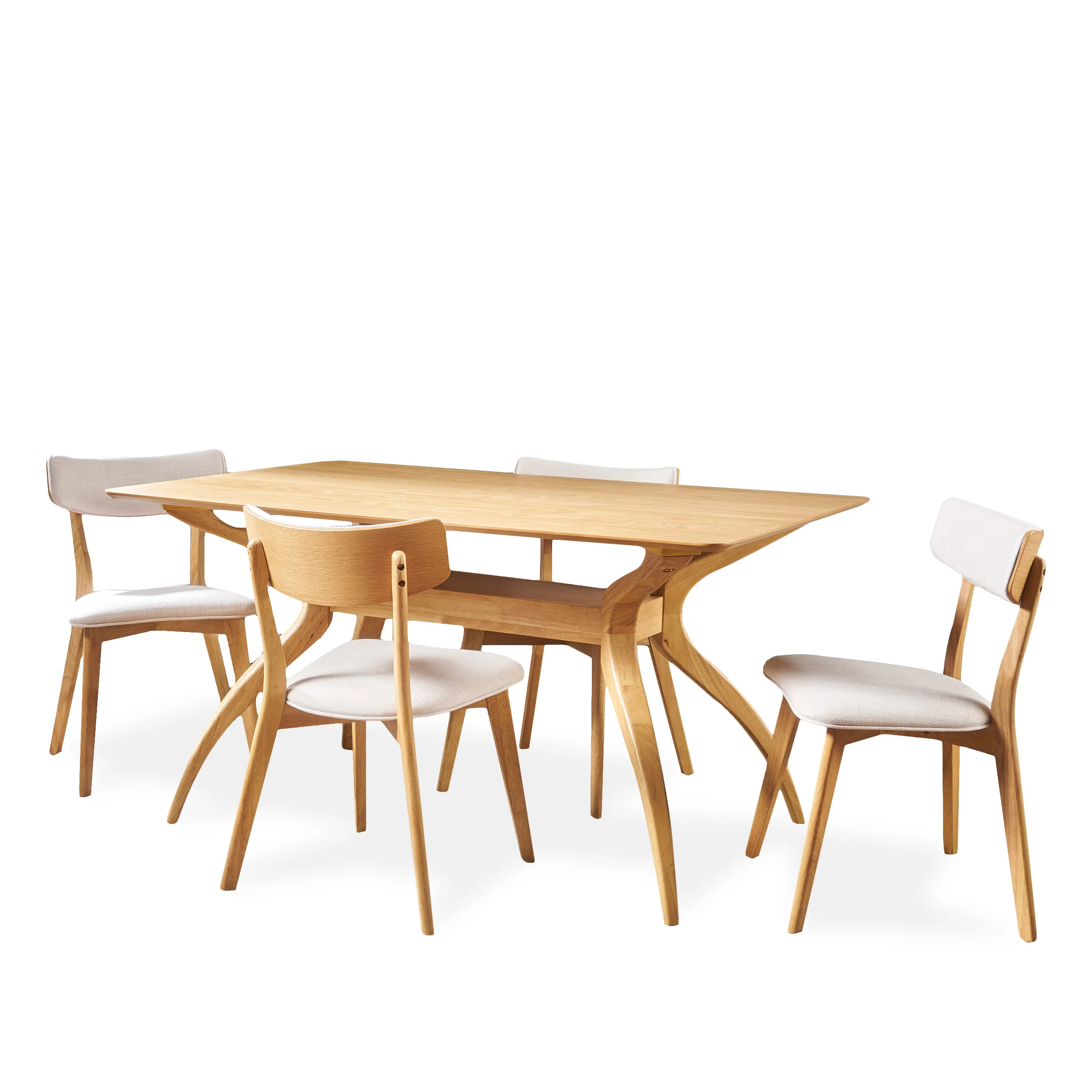 Nasseen Mid Century Finished 5 Piece Wood Dining Set with Fabric Chairs - furnishings