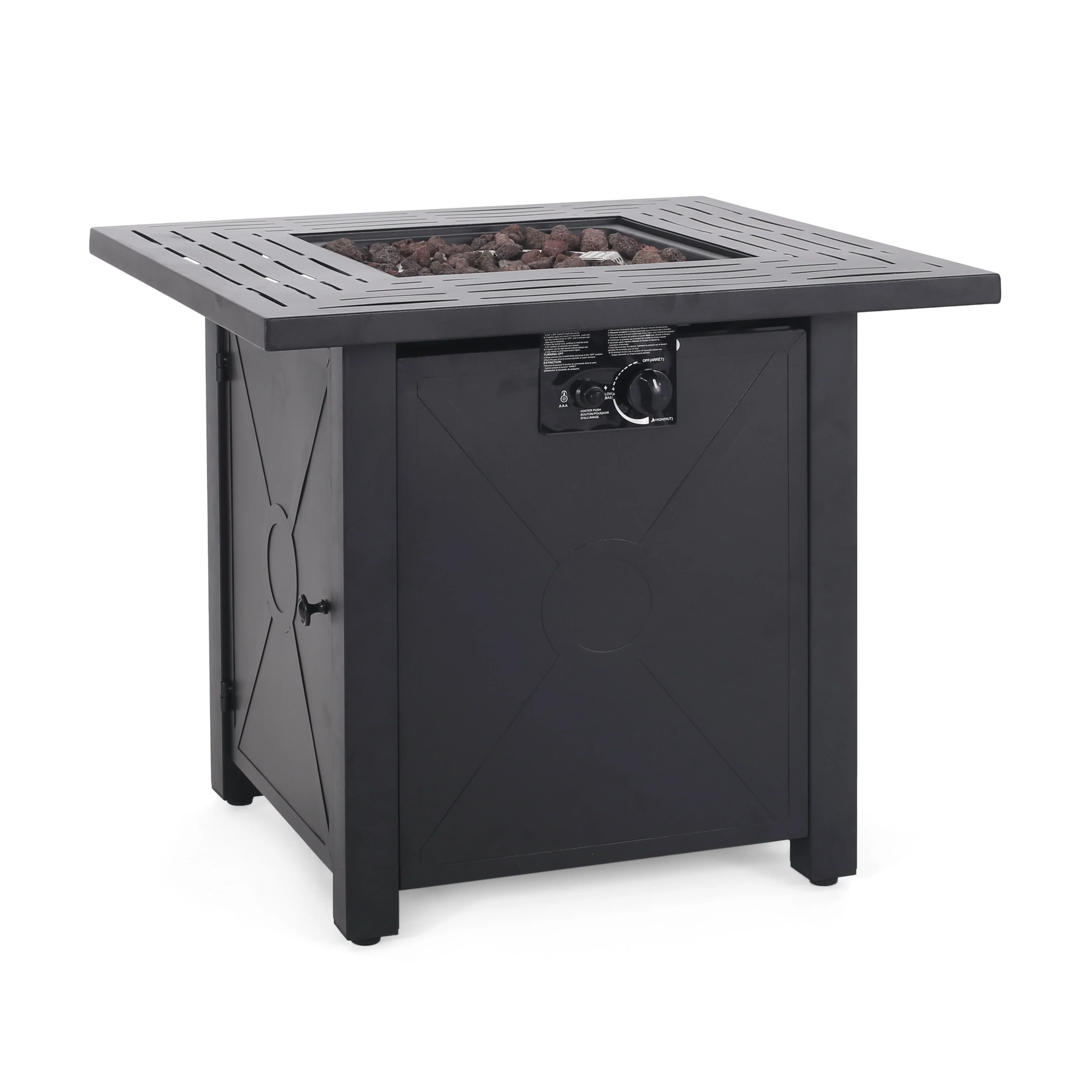 Doheny Outdoor 40,000 BTU Iron Square Fire Pit, Black - furnishings