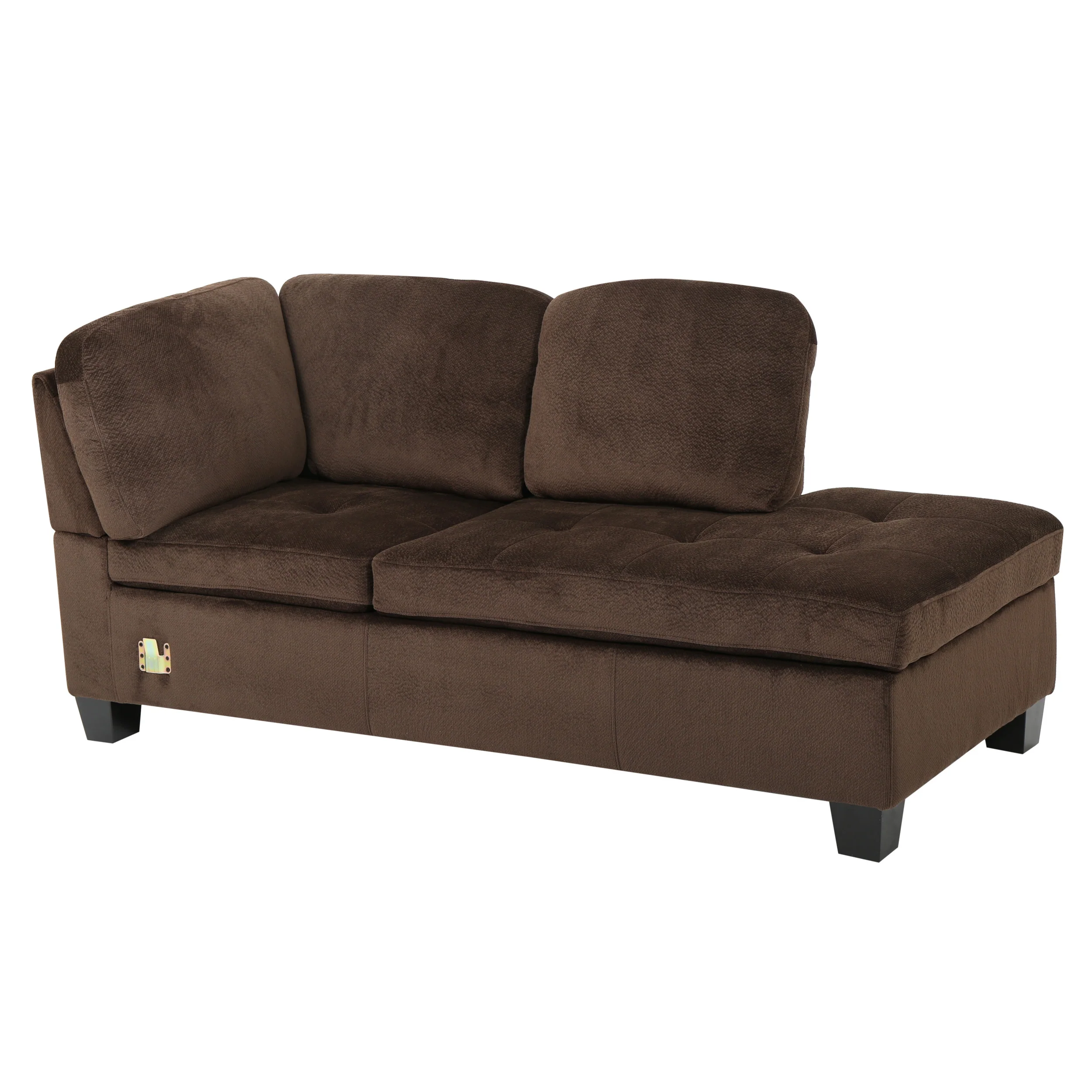 Welsh Contemporary Tufted Chocolate Brown Fabric Sectional Sofa Set - furnishings
