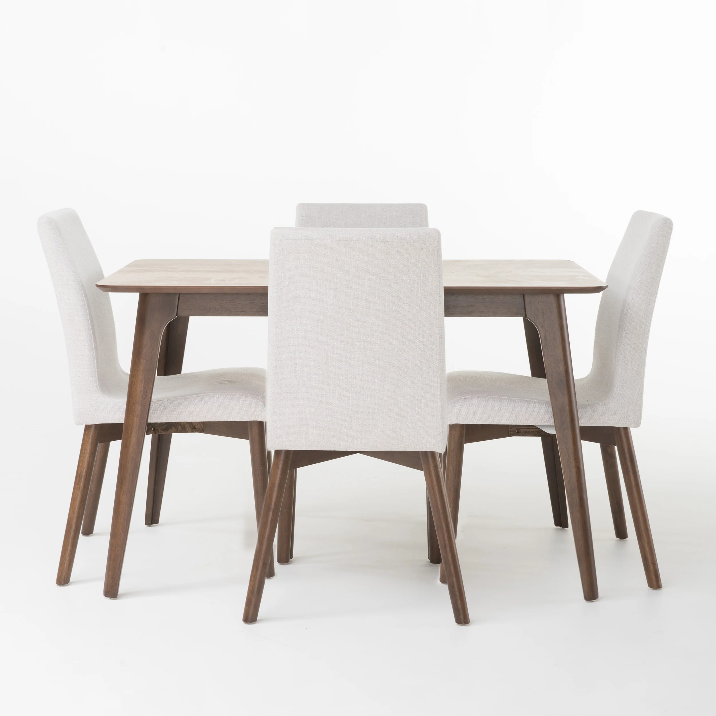 Katherine Mid Century Modern Fabric Upholstered 5 Piece Dining Set - furnishings