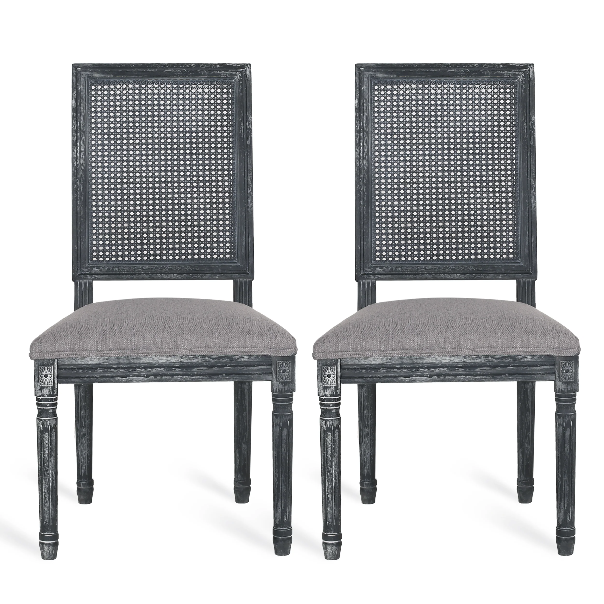 Brownell French Country Wood and Cane Upholstered Dining Chair, Set of 2 - furnishings