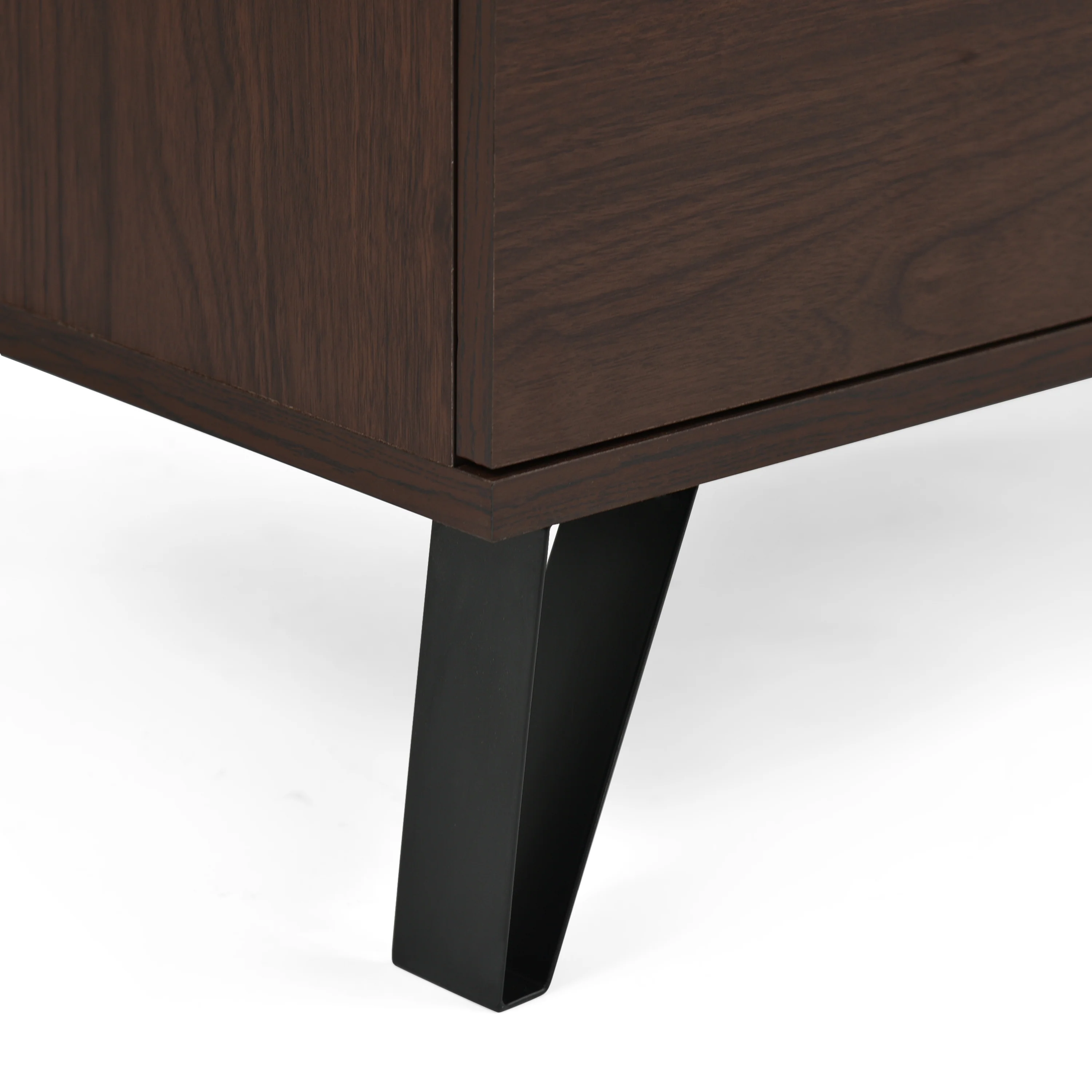 Demijen Modern Industrial 5 Drawer Wide Dresser, Walnut and Matte Black - furnishings