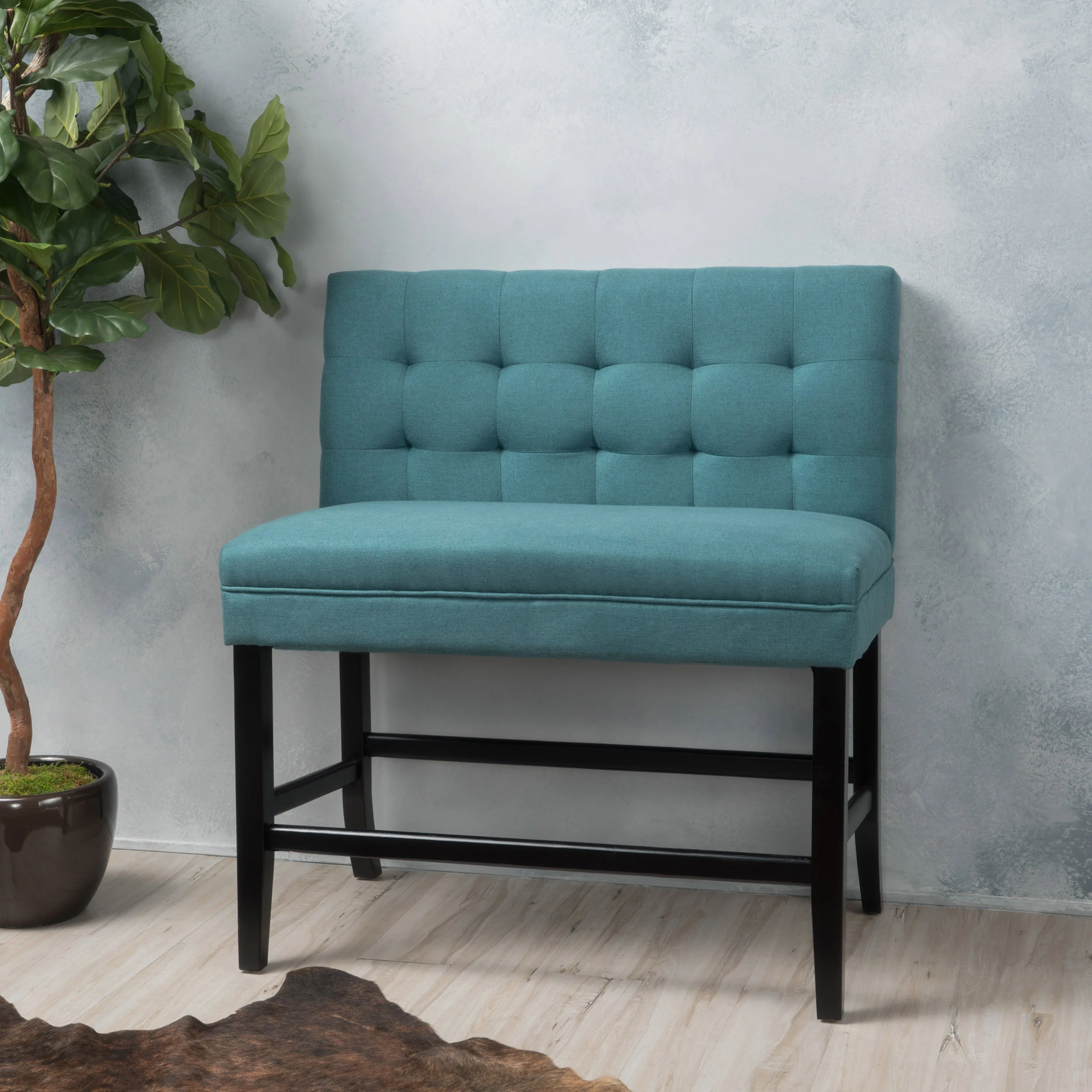 Paddy Tufted Back Fabric 26-Inch Barstool Bench - furnishings